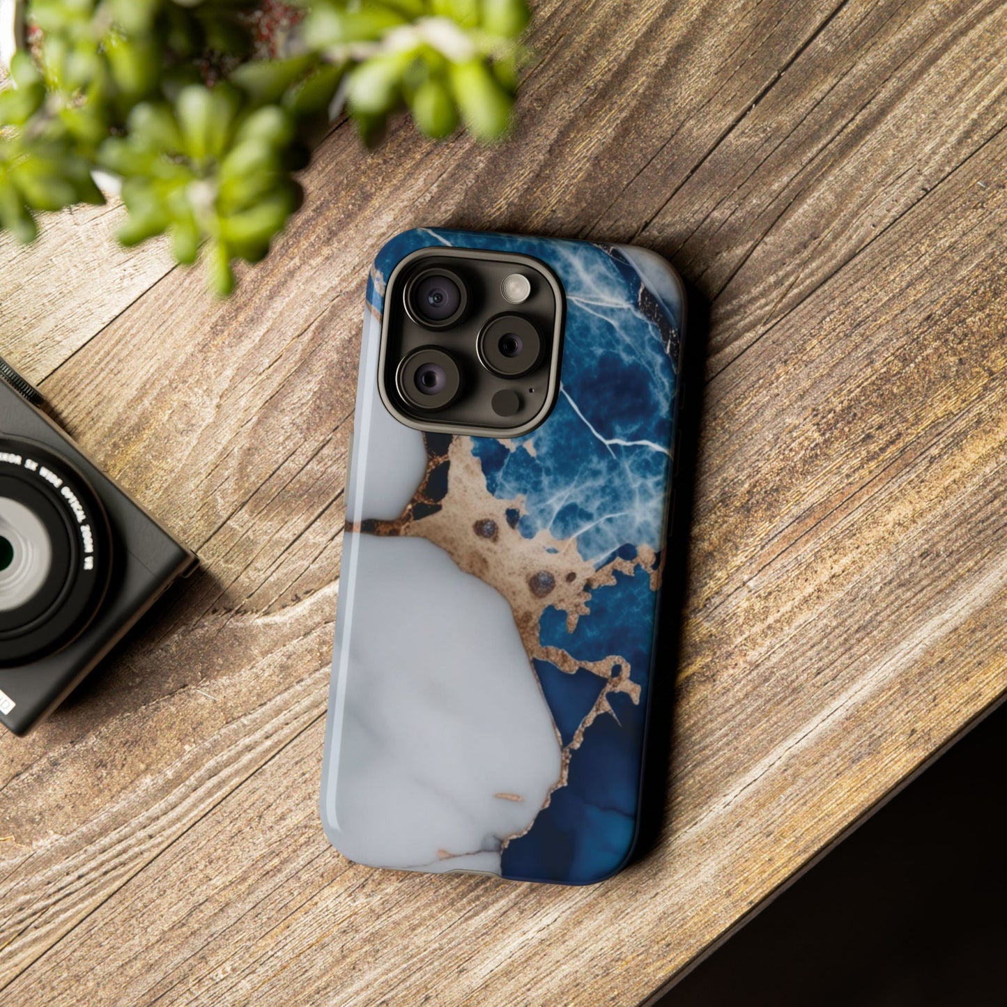 White and Blue Marble Phone Case
