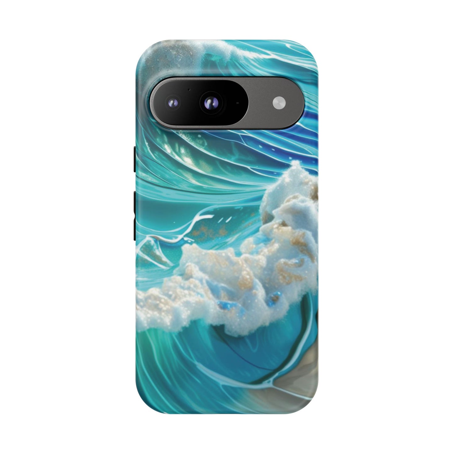 Rolling Waves in Blue and Turquoise with Iridescent Opal Phone Case