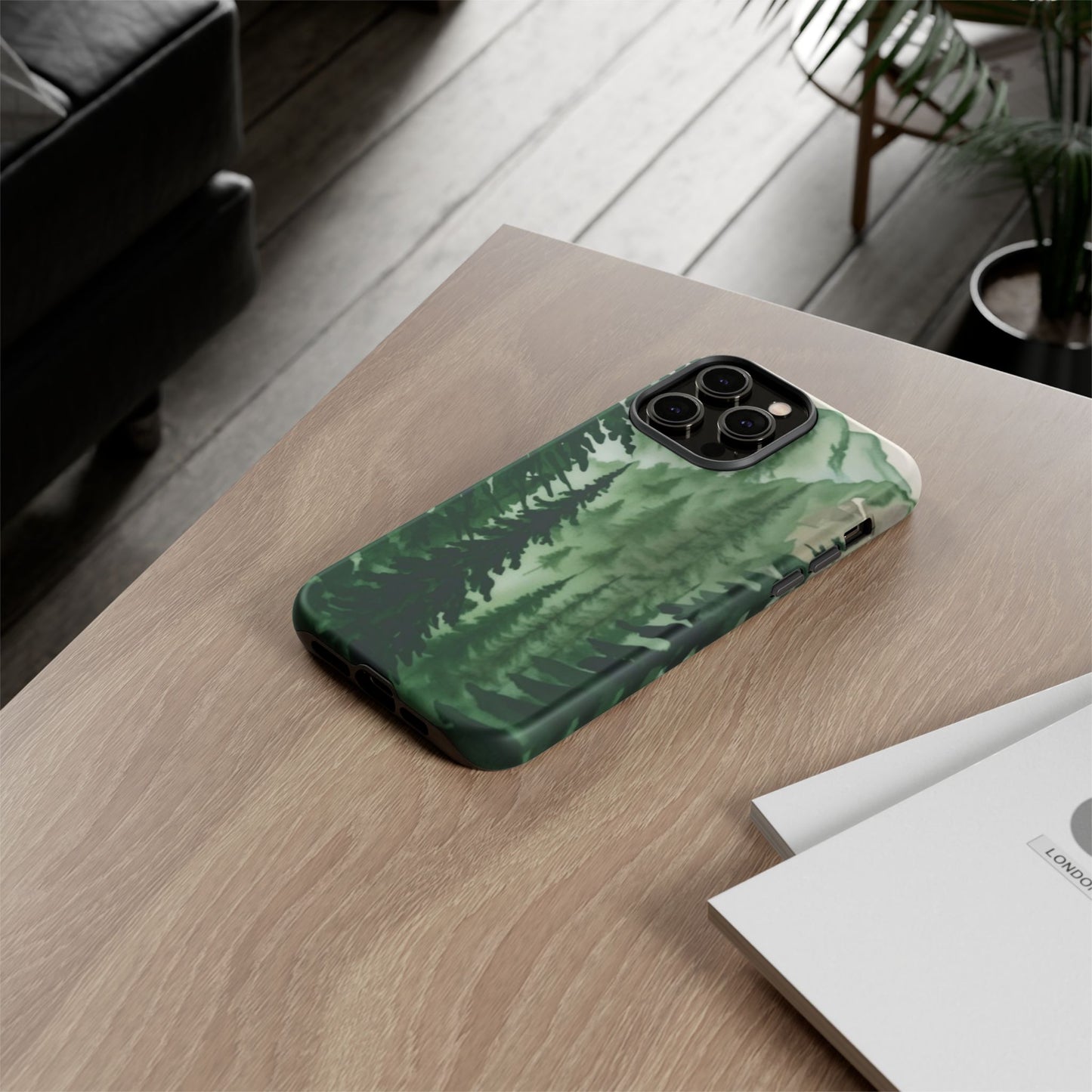 Watercolor Pine Tree Forest Mountains Phone Case