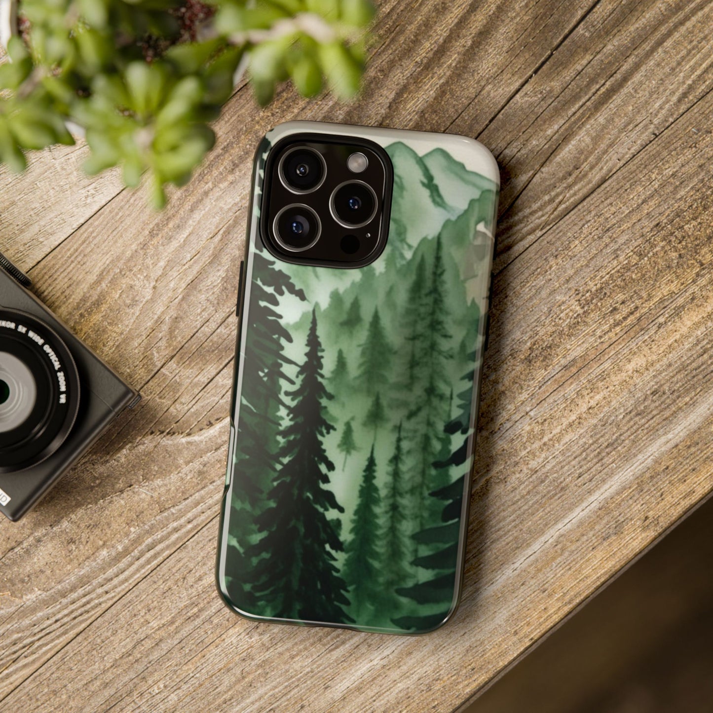 Watercolor Pine Tree Forest Mountains Phone Case