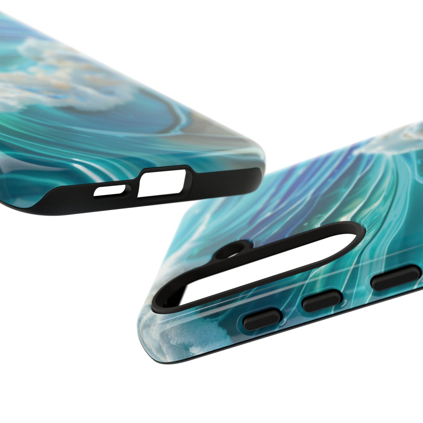 Rolling Waves in Blue and Turquoise with Iridescent Opal Phone Case