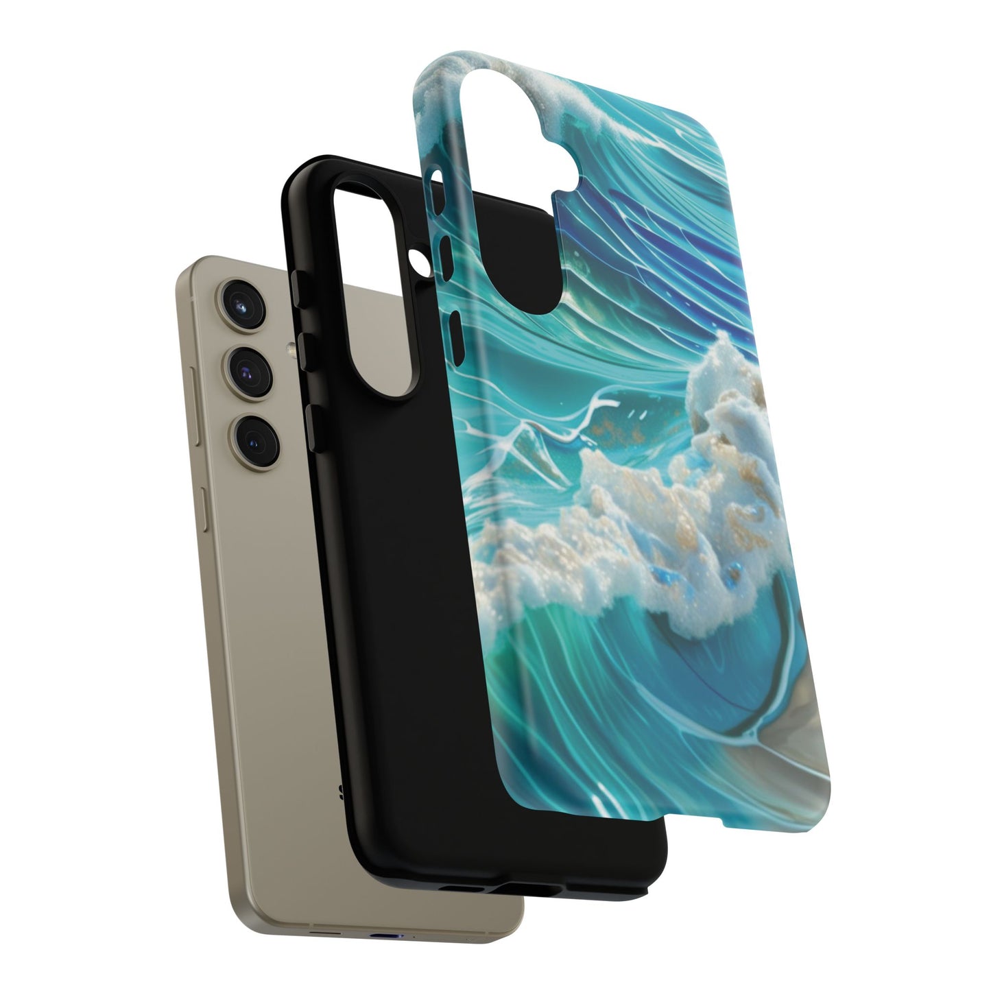 Rolling Waves in Blue and Turquoise with Iridescent Opal Phone Case