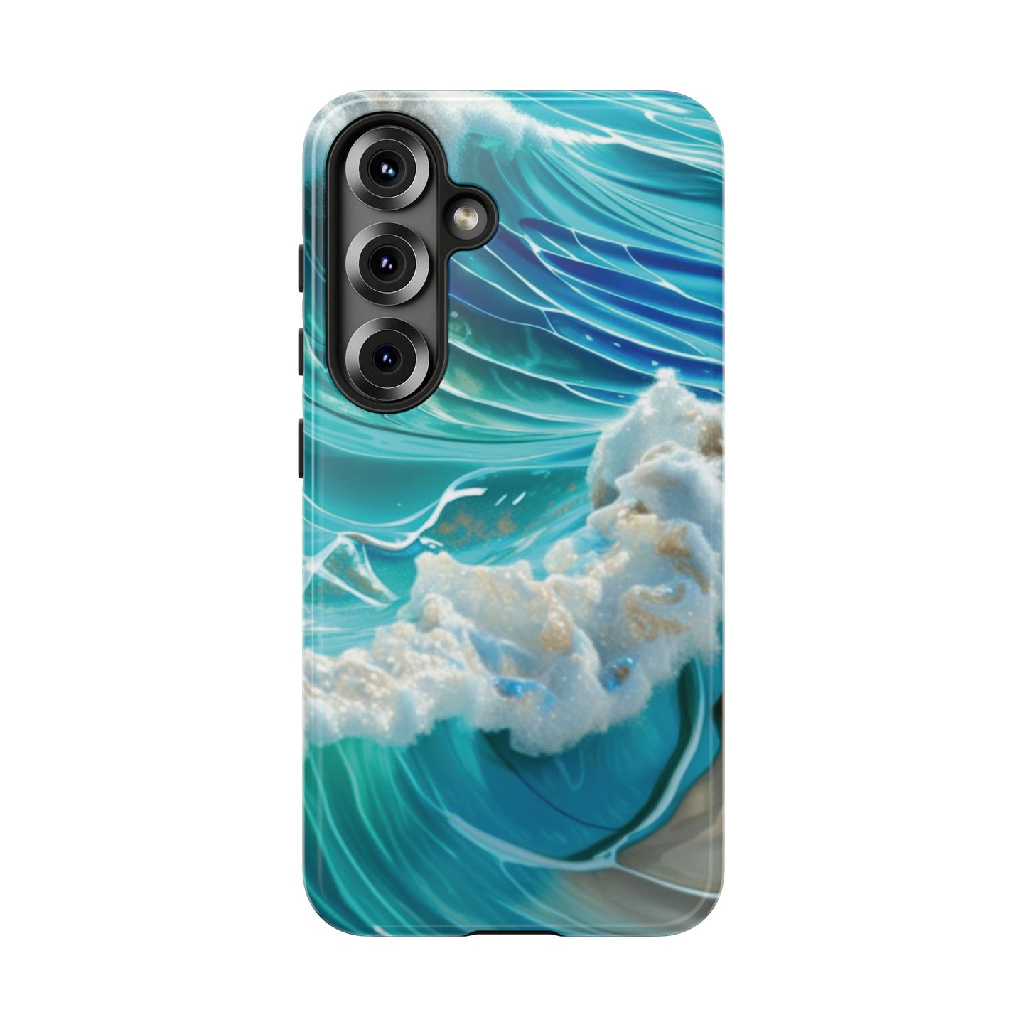 Rolling Waves in Blue and Turquoise with Iridescent Opal Phone Case