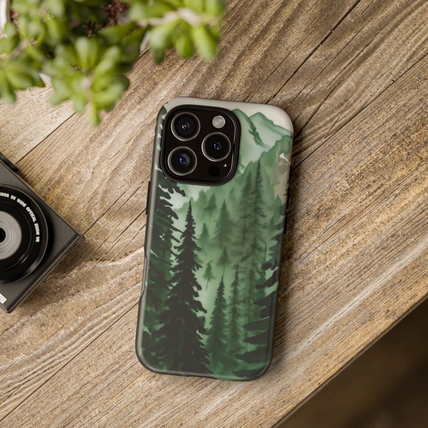 Watercolor Pine Tree Forest Mountains Phone Case