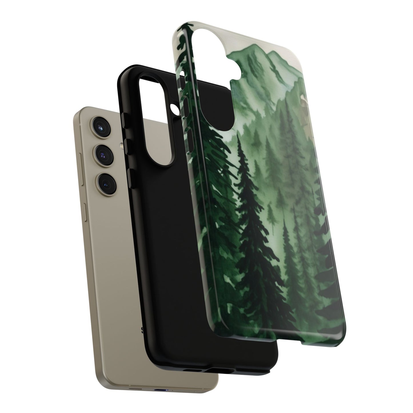 Watercolor Pine Tree Forest Mountains Phone Case