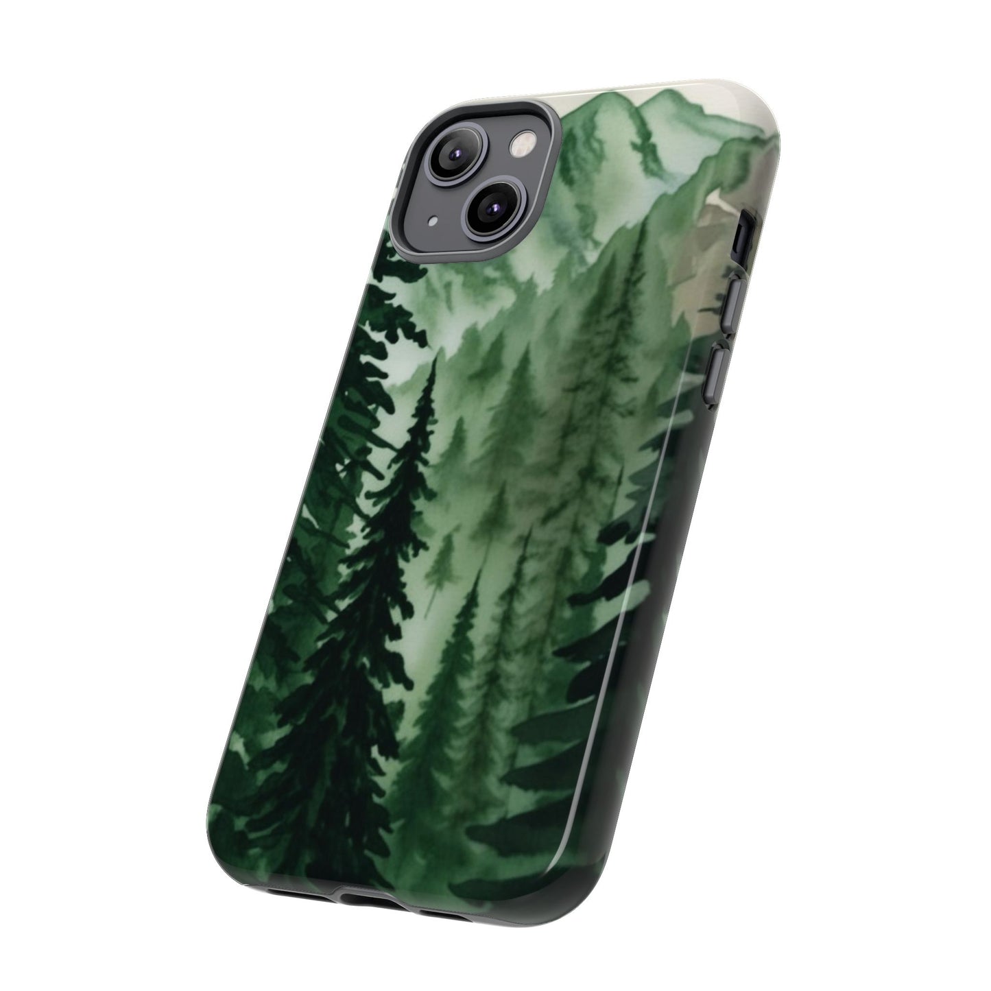 Watercolor Pine Tree Forest Mountains Phone Case