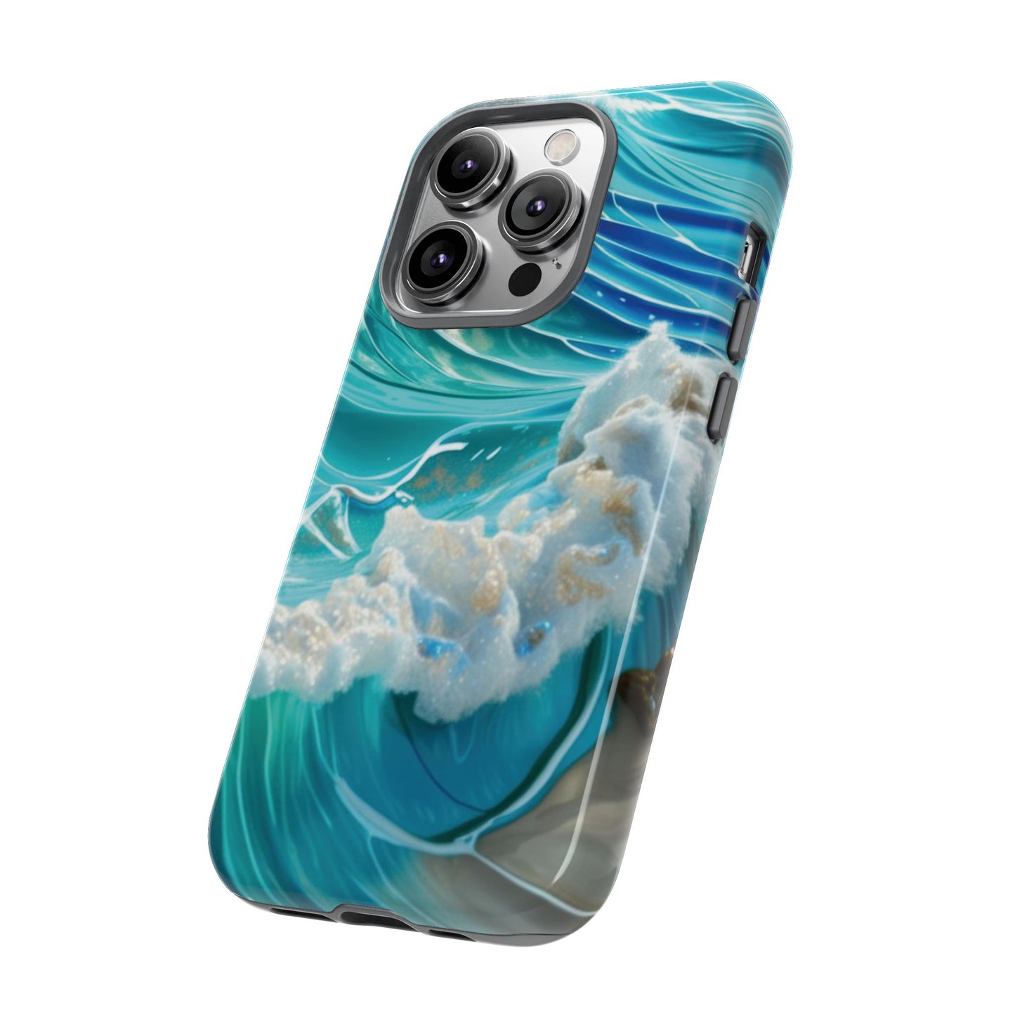Rolling Waves in Blue and Turquoise with Iridescent Opal Phone Case
