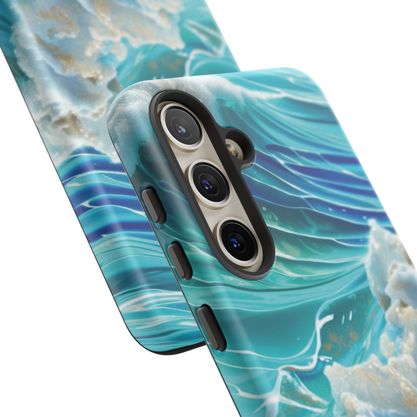 Rolling Waves in Blue and Turquoise with Iridescent Opal Phone Case