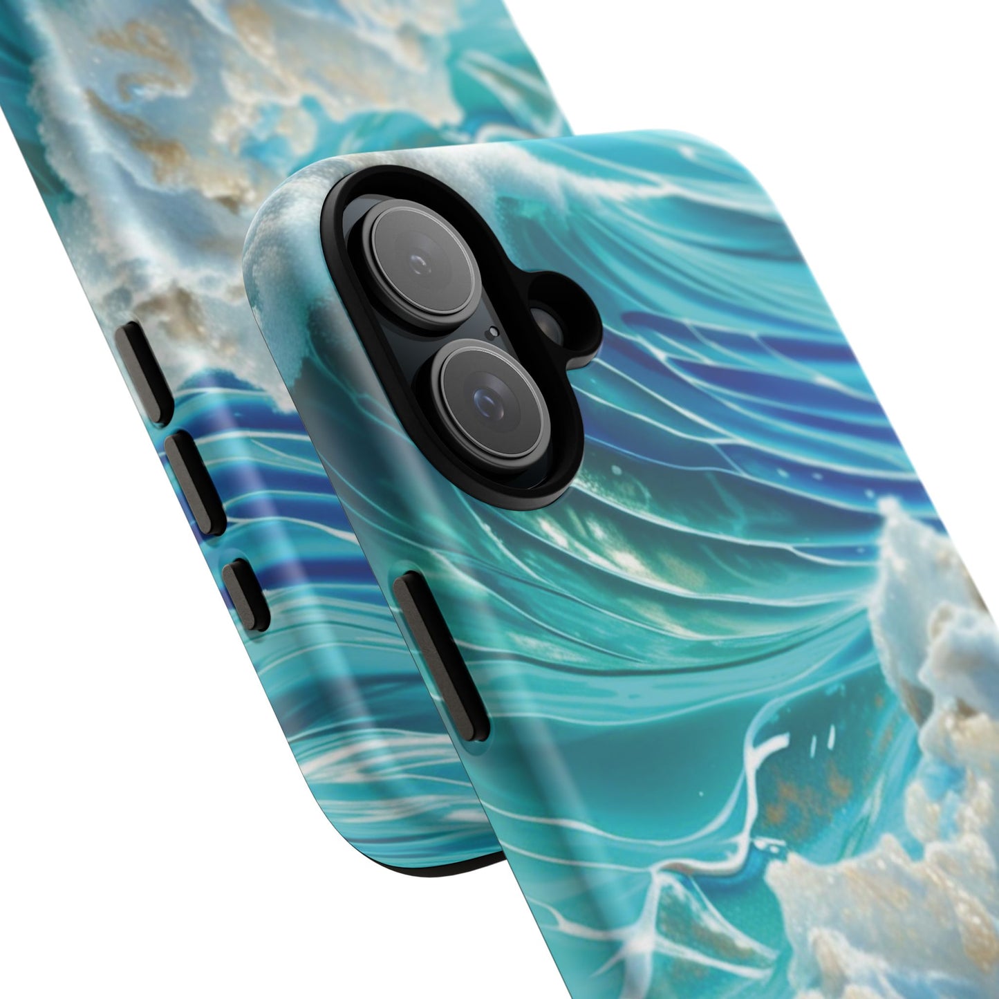 Rolling Waves in Blue and Turquoise with Iridescent Opal Phone Case