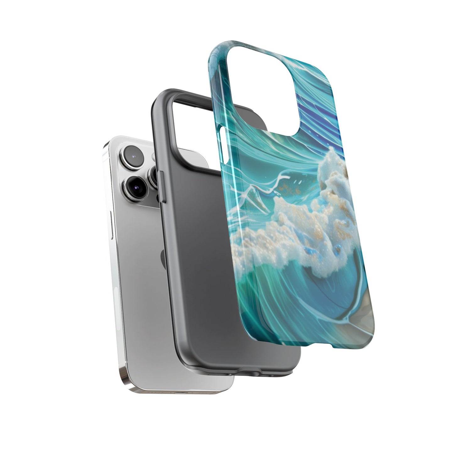 Rolling Waves in Blue and Turquoise with Iridescent Opal Phone Case