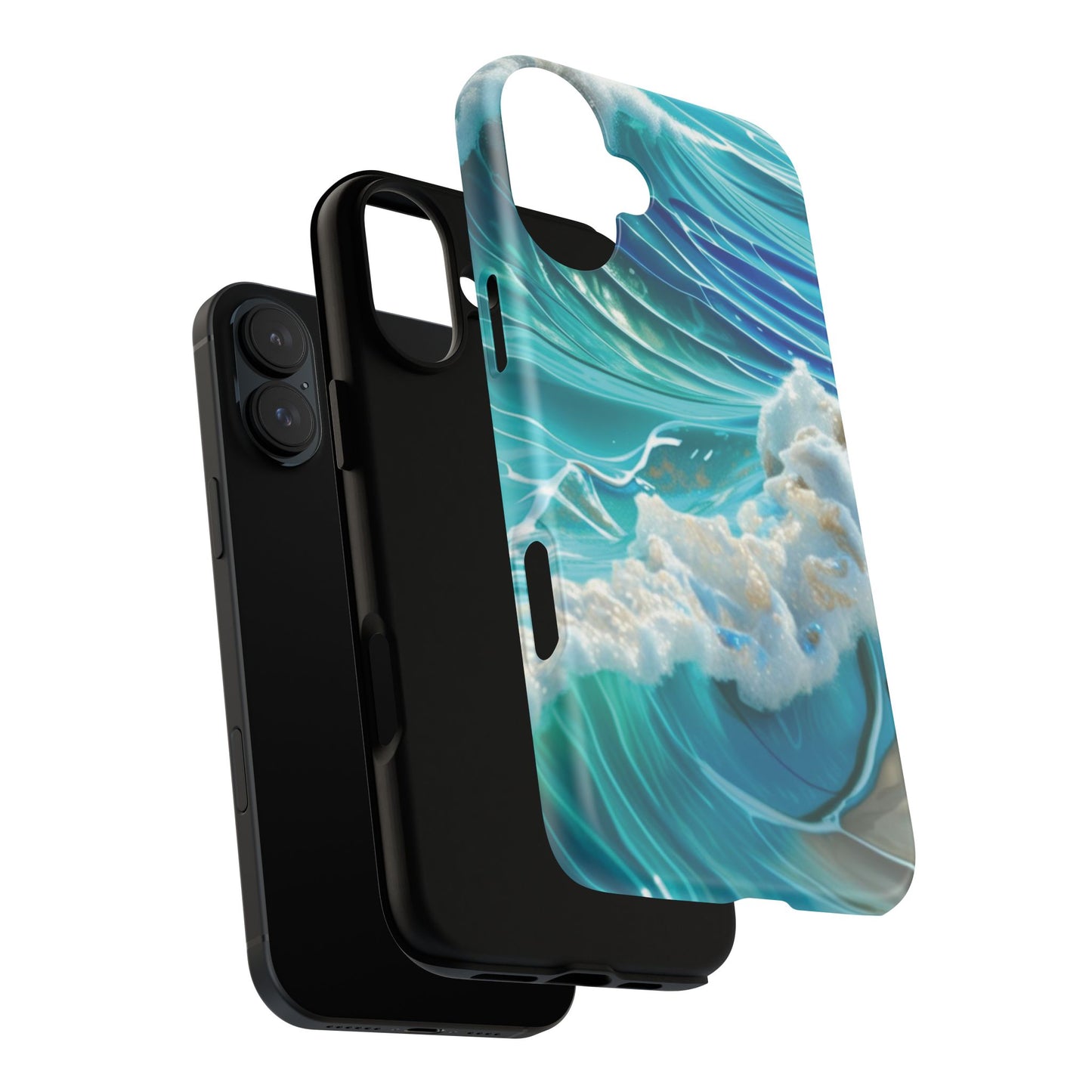 Rolling Waves in Blue and Turquoise with Iridescent Opal Phone Case