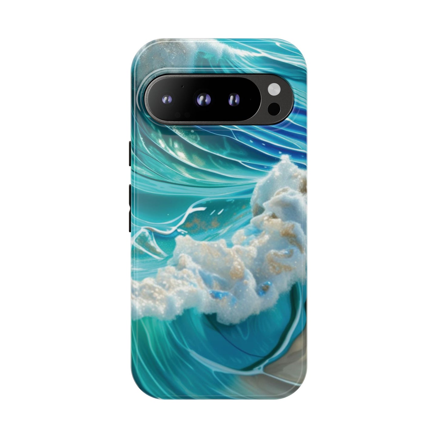 Rolling Waves in Blue and Turquoise with Iridescent Opal Phone Case