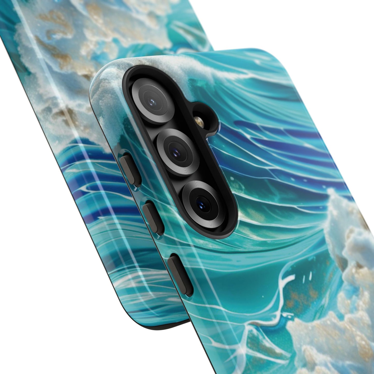Rolling Waves in Blue and Turquoise with Iridescent Opal Phone Case