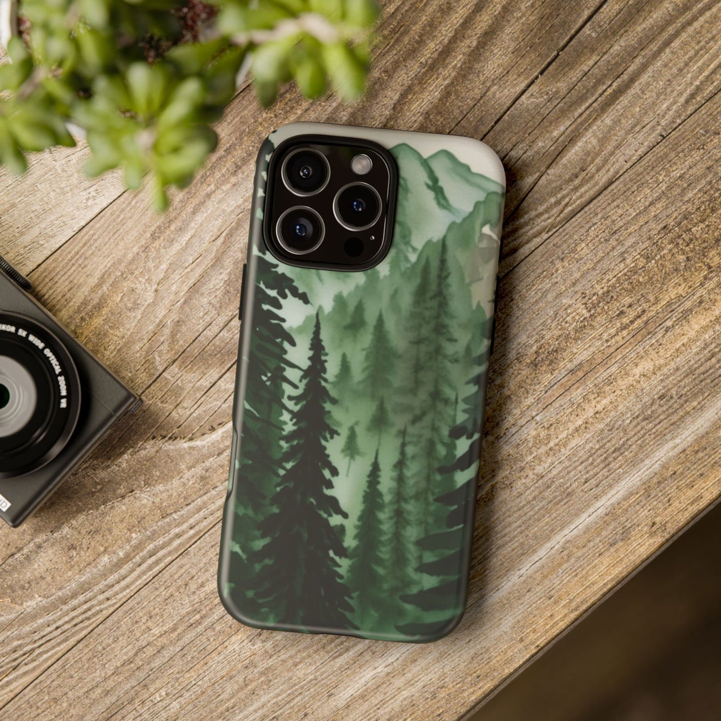 Watercolor Pine Tree Forest Mountains Phone Case