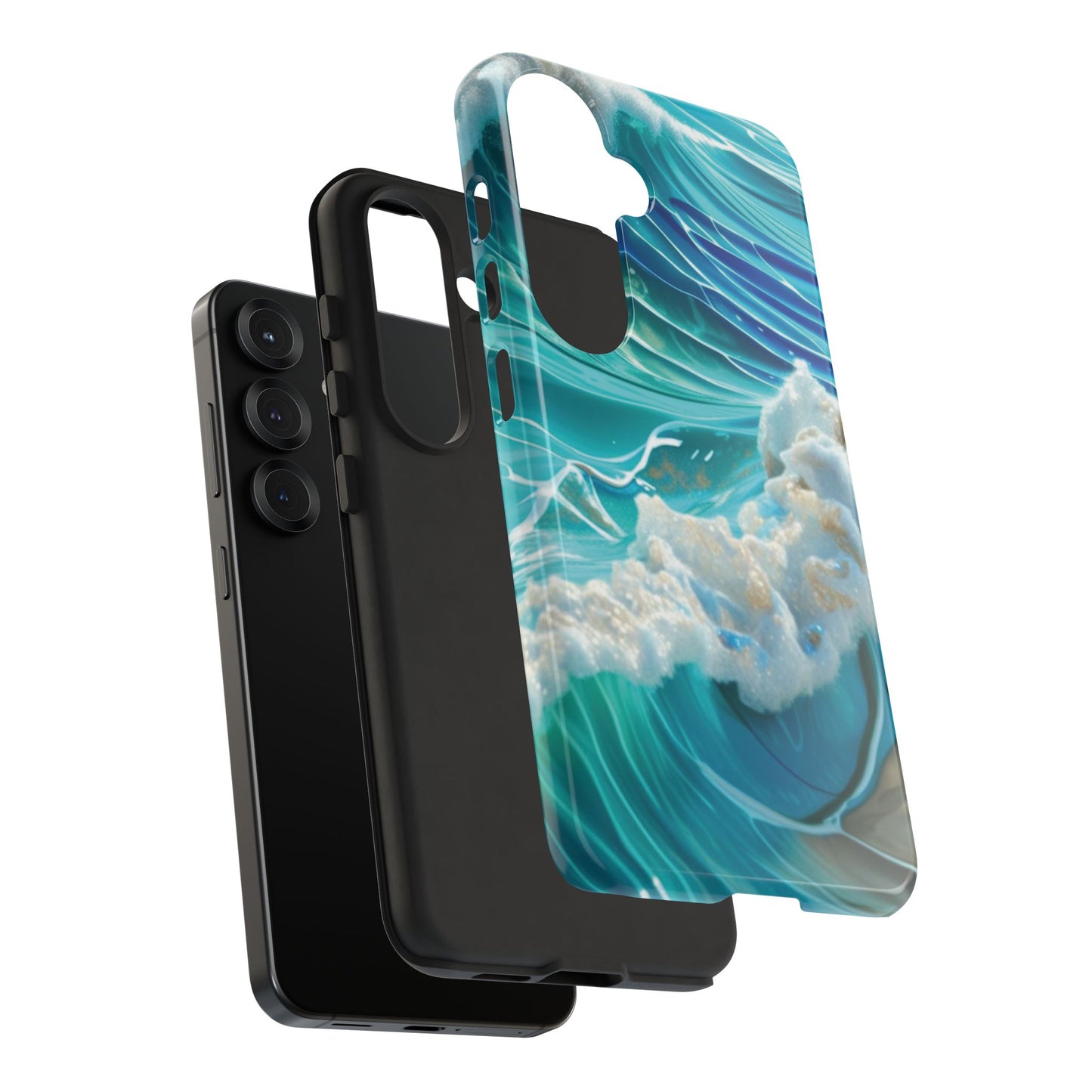 Rolling Waves in Blue and Turquoise with Iridescent Opal Phone Case