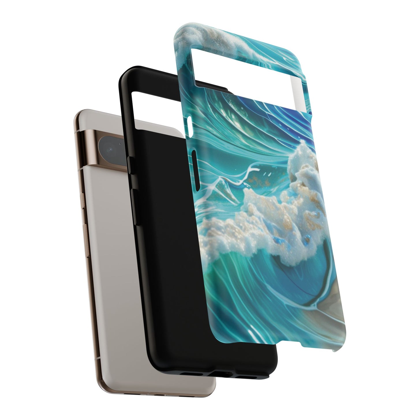 Rolling Waves in Blue and Turquoise with Iridescent Opal Phone Case