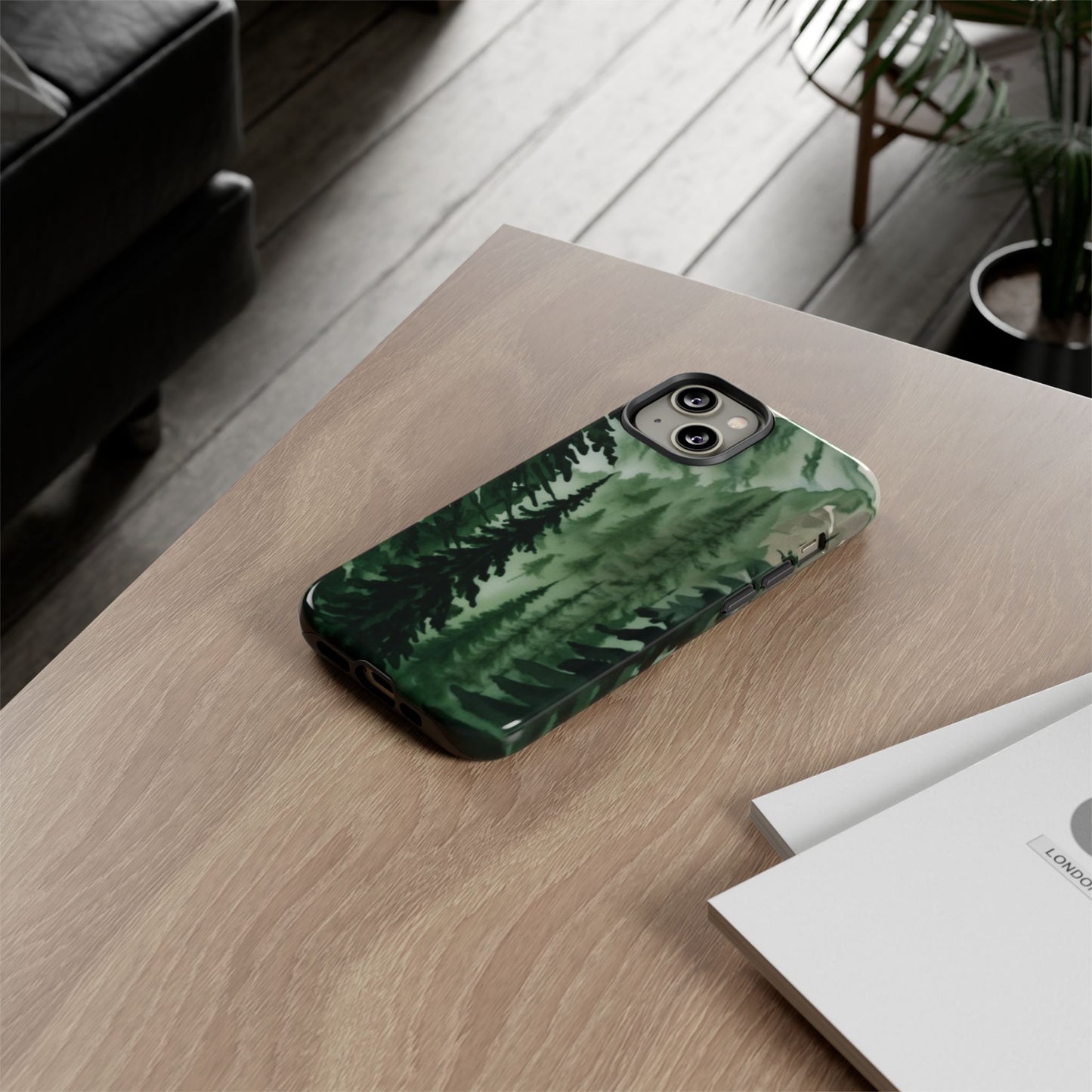 Watercolor Pine Tree Forest Mountains Phone Case