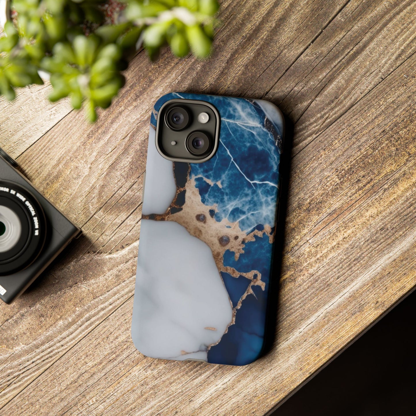 White and Blue Marble Phone Case