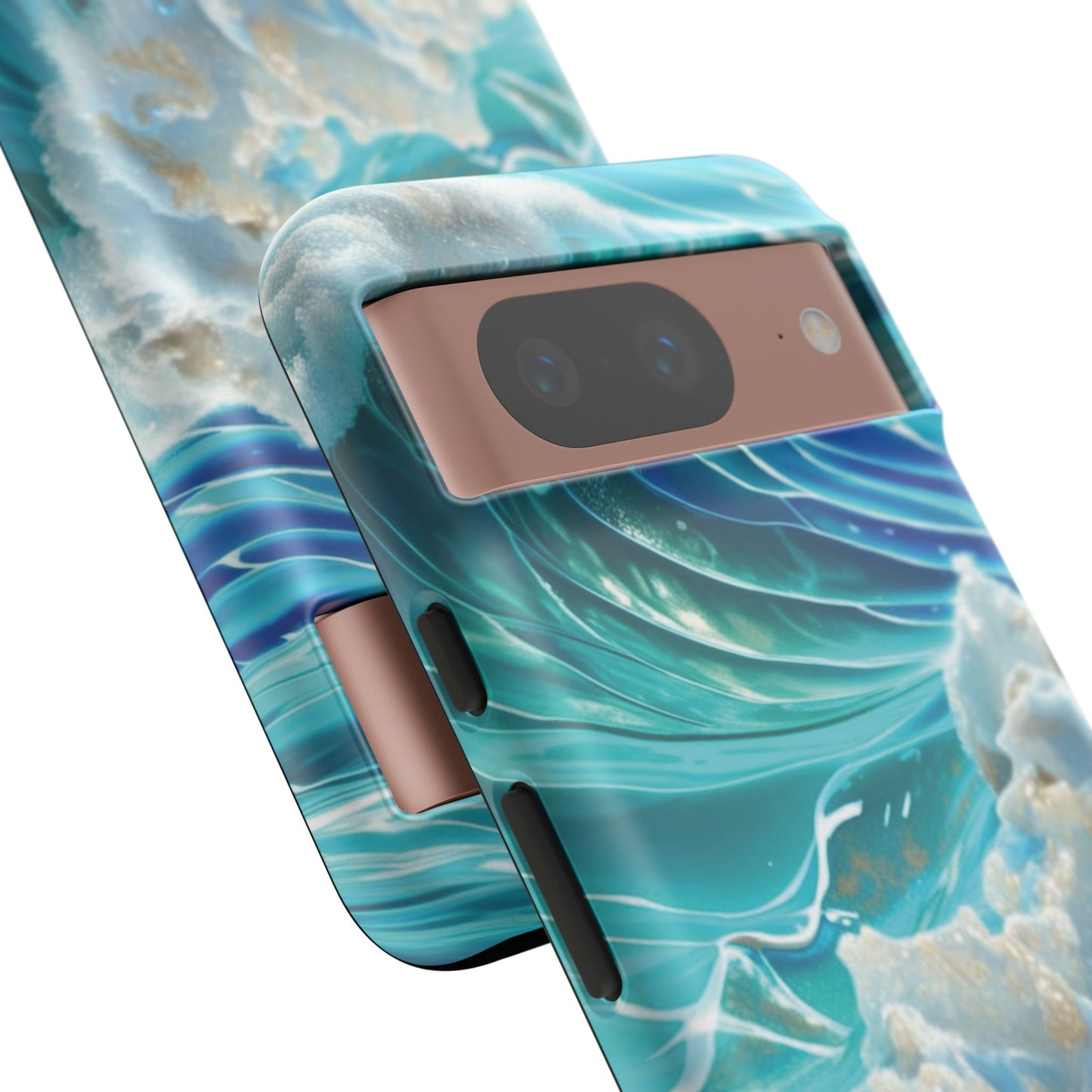 Rolling Waves in Blue and Turquoise with Iridescent Opal Phone Case