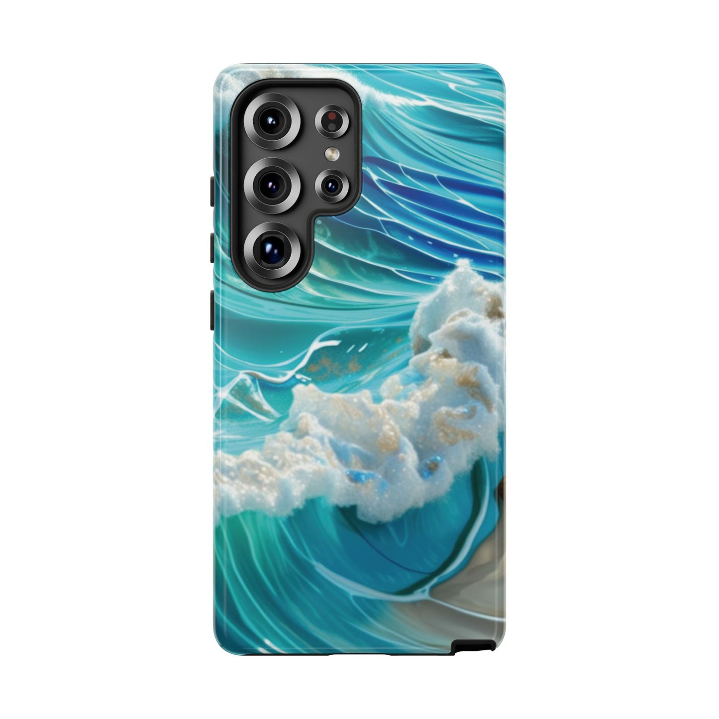 Rolling Waves in Blue and Turquoise with Iridescent Opal Phone Case