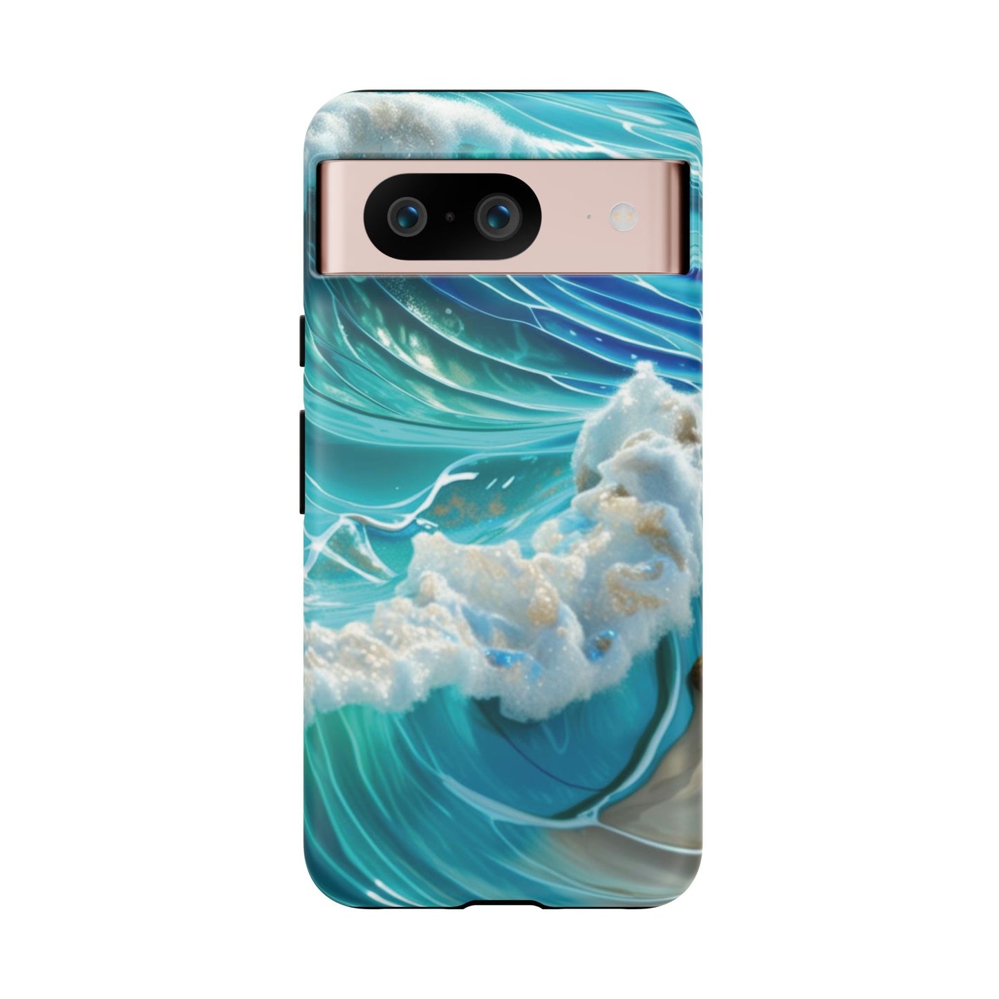 Rolling Waves in Blue and Turquoise with Iridescent Opal Phone Case