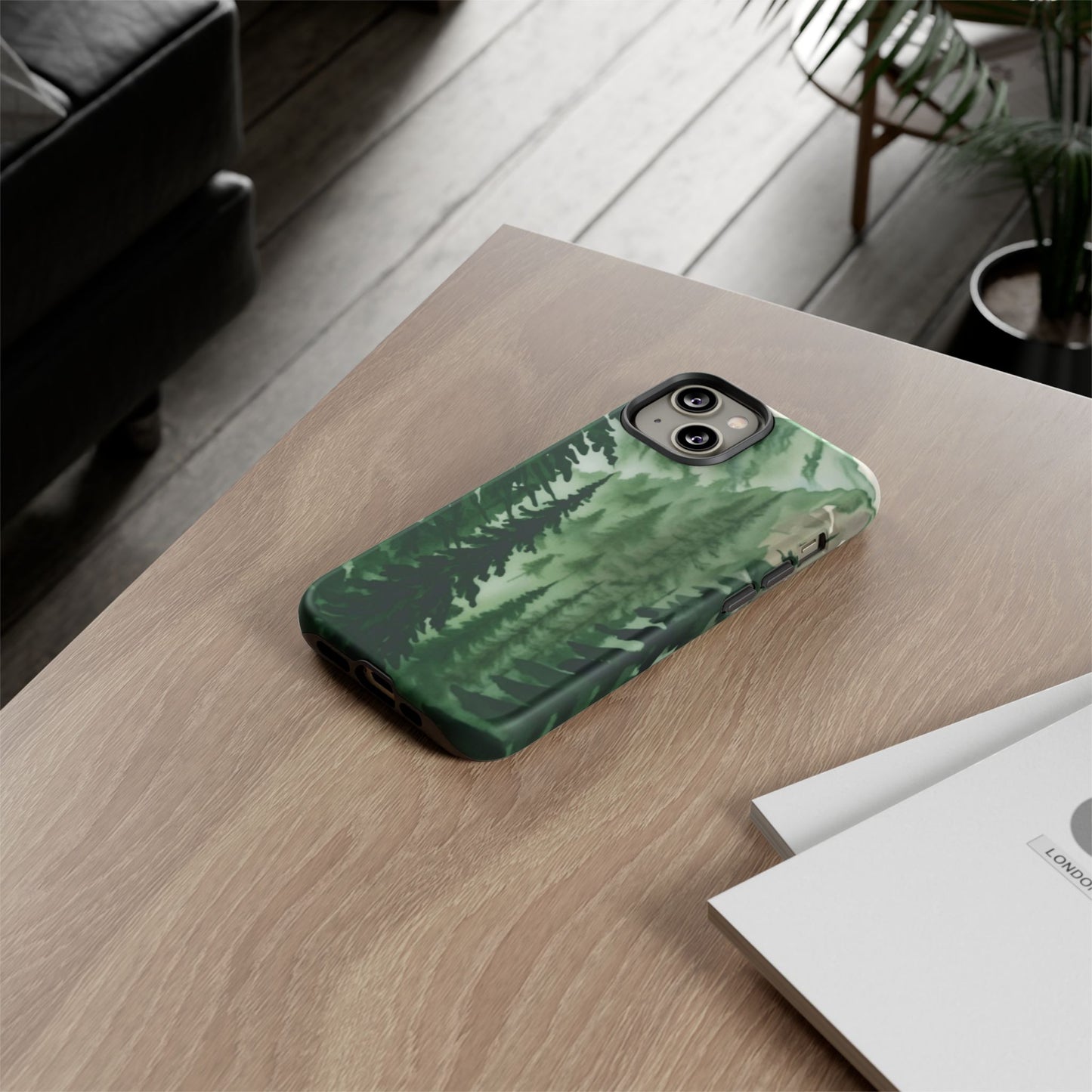 Watercolor Pine Tree Forest Mountains Phone Case