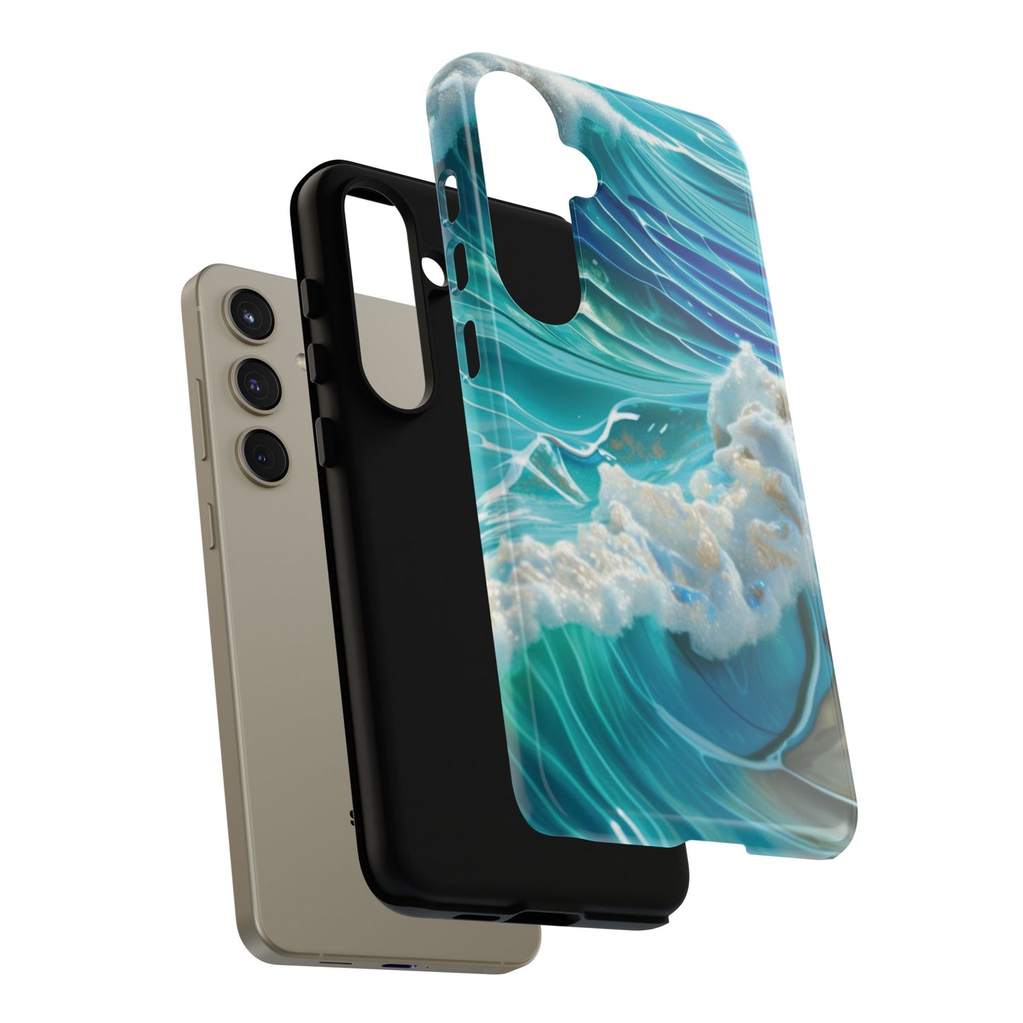Rolling Waves in Blue and Turquoise with Iridescent Opal Phone Case