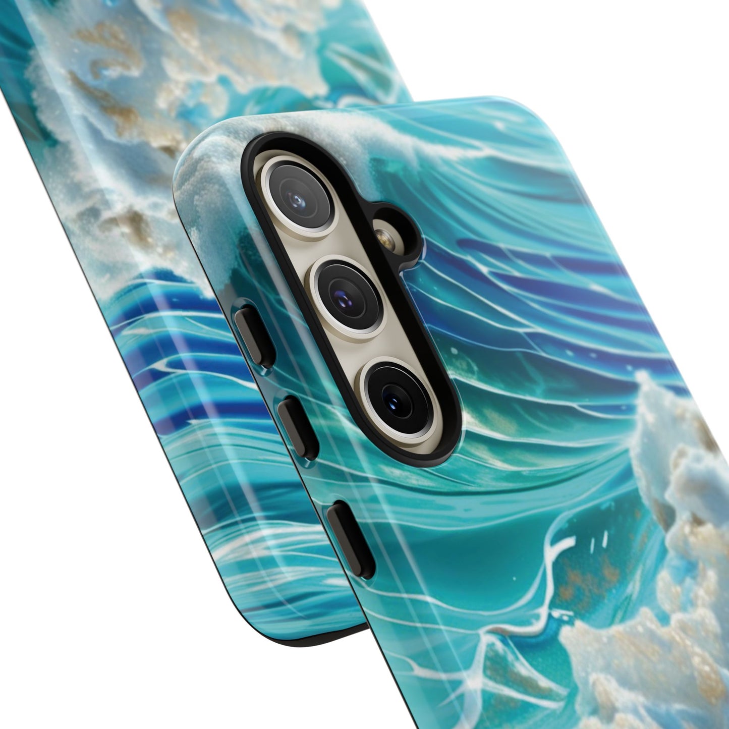 Rolling Waves in Blue and Turquoise with Iridescent Opal Phone Case