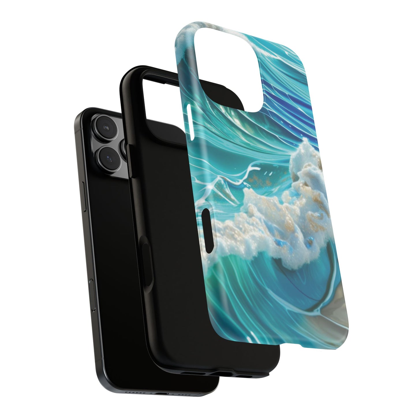 Rolling Waves in Blue and Turquoise with Iridescent Opal Phone Case