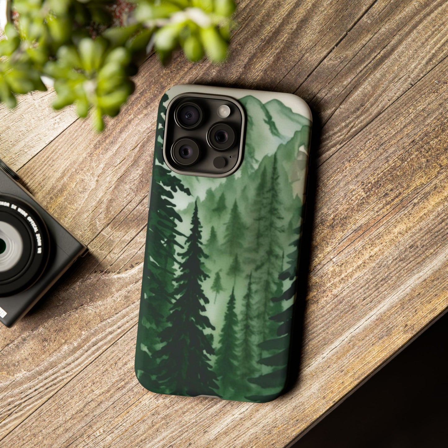 Watercolor Pine Tree Forest Mountains Phone Case