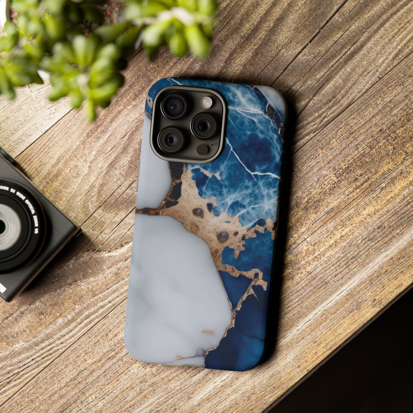 White and Blue Marble Phone Case
