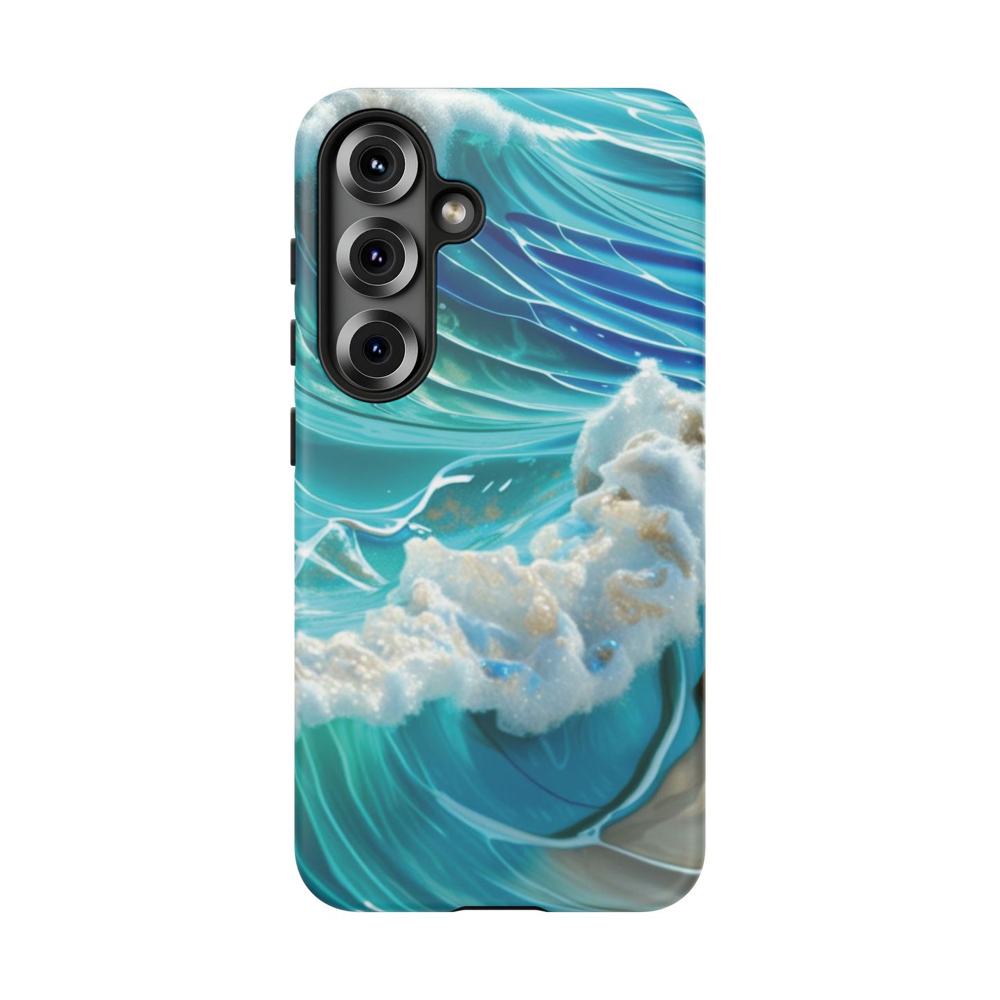 Rolling Waves in Blue and Turquoise with Iridescent Opal Phone Case