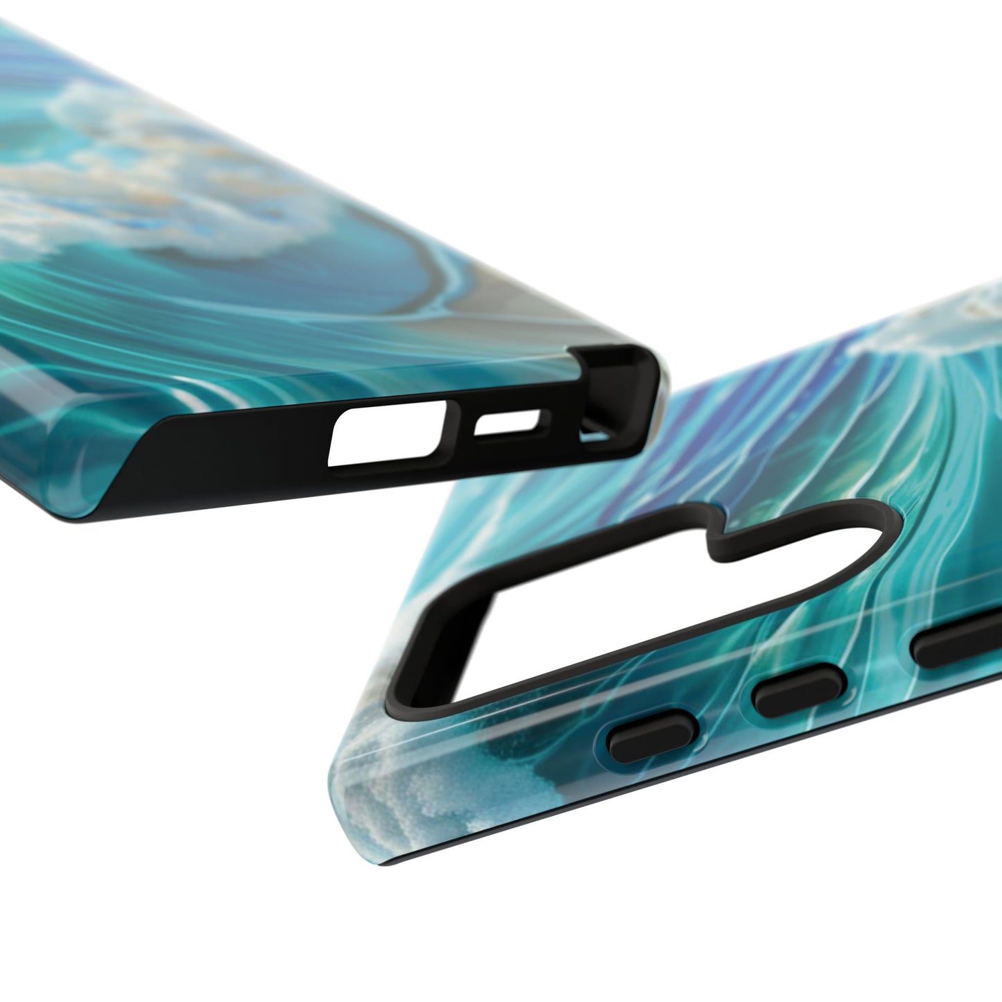 Rolling Waves in Blue and Turquoise with Iridescent Opal Phone Case