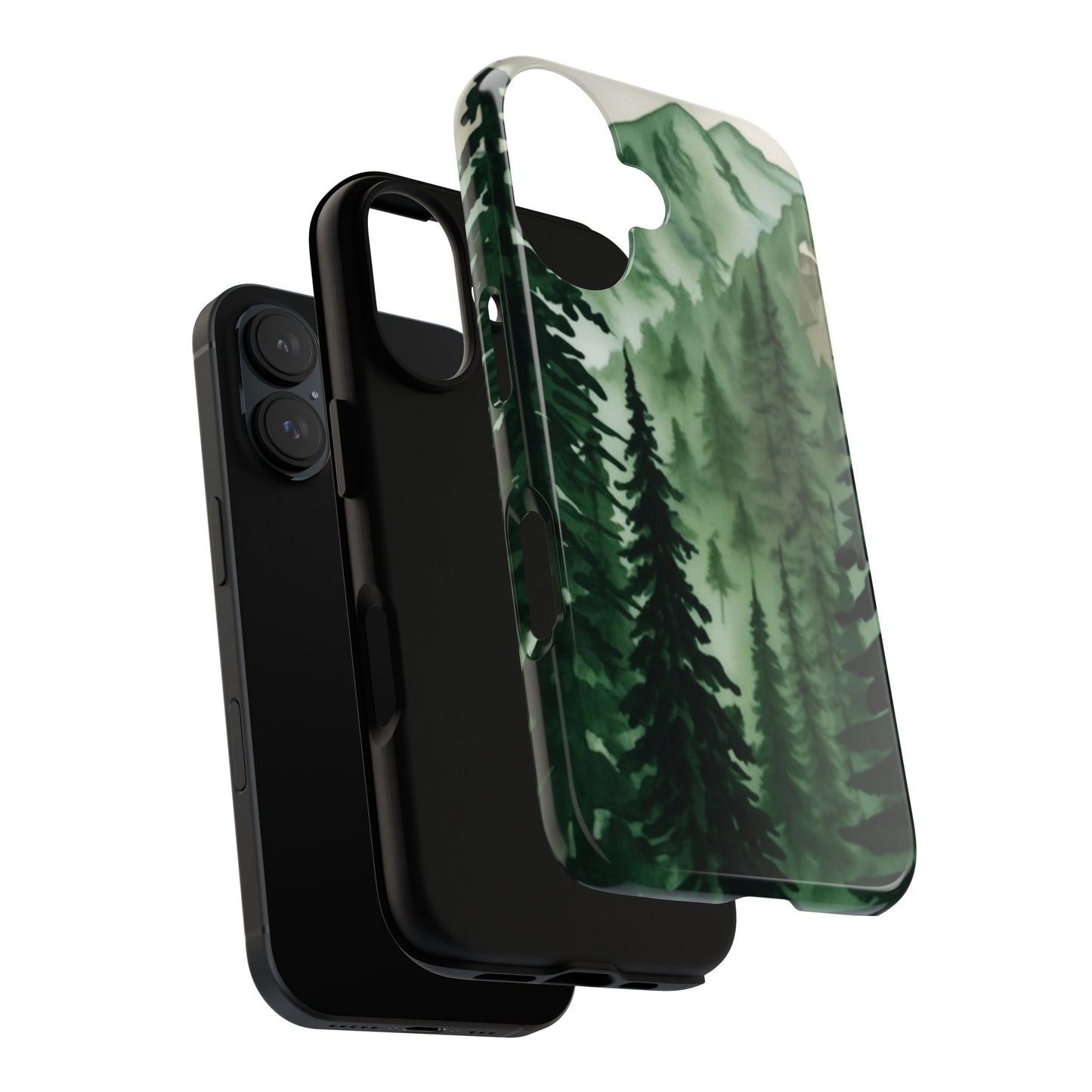Watercolor Pine Tree Forest Mountains Phone Case