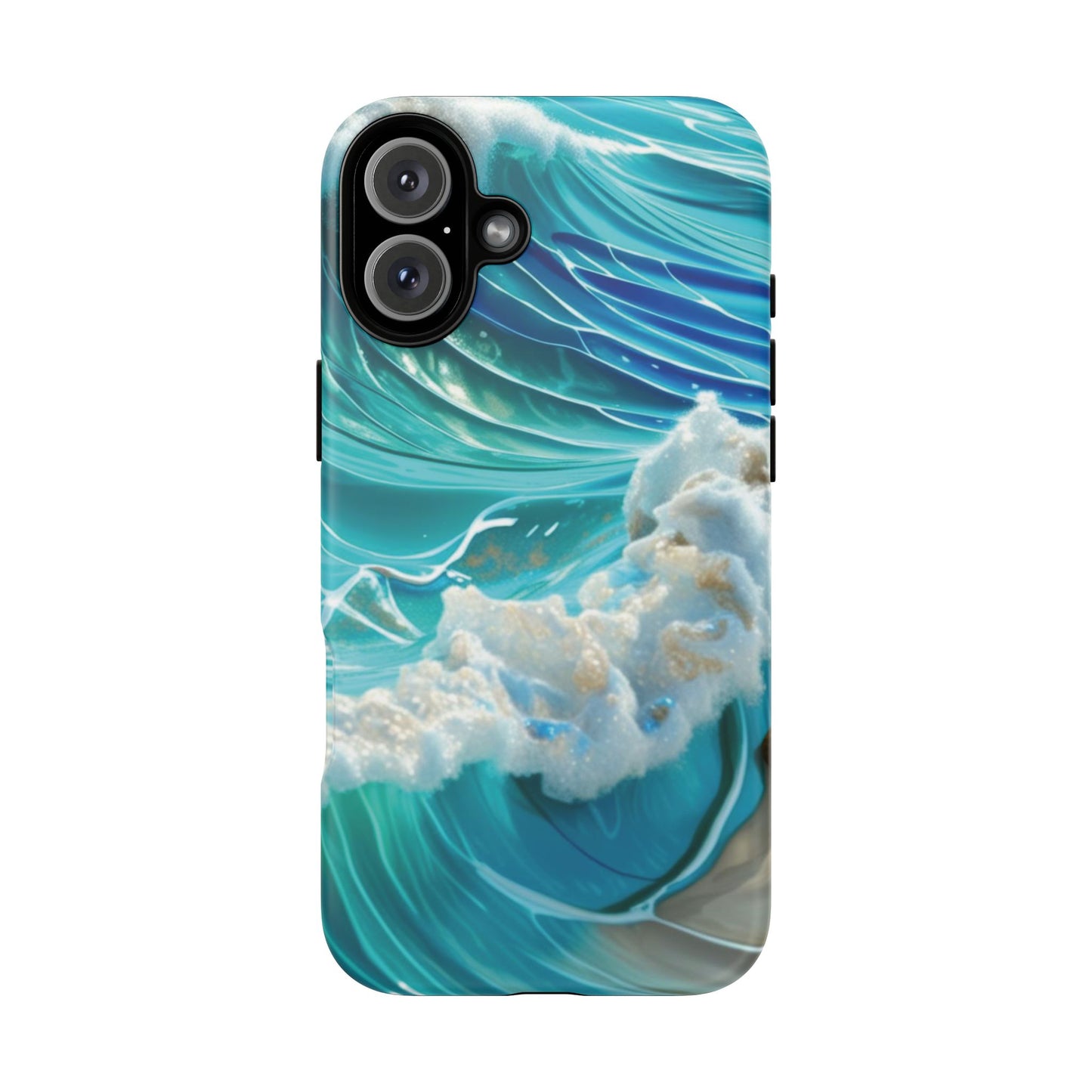 Rolling Waves in Blue and Turquoise with Iridescent Opal Phone Case