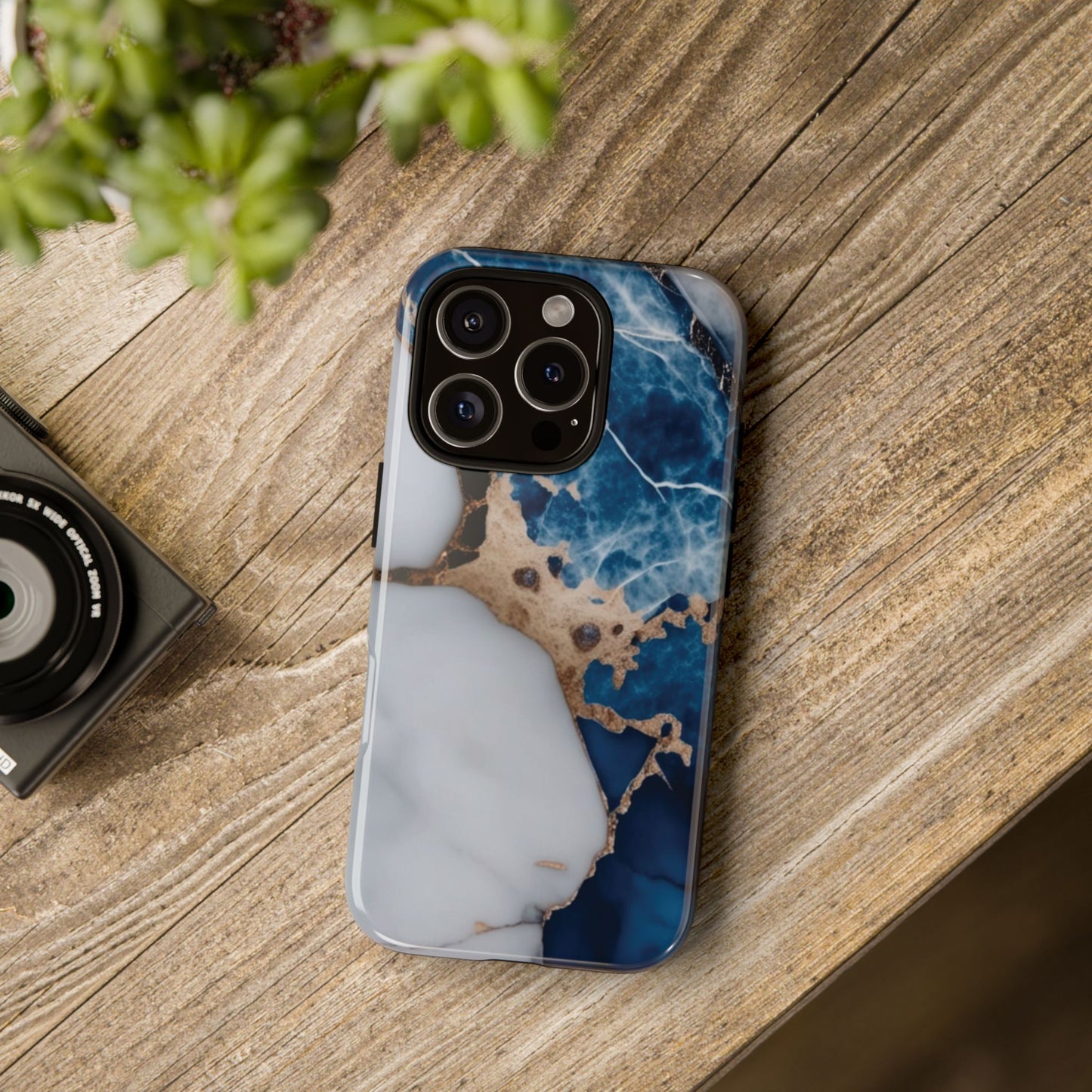 White and Blue Marble Phone Case