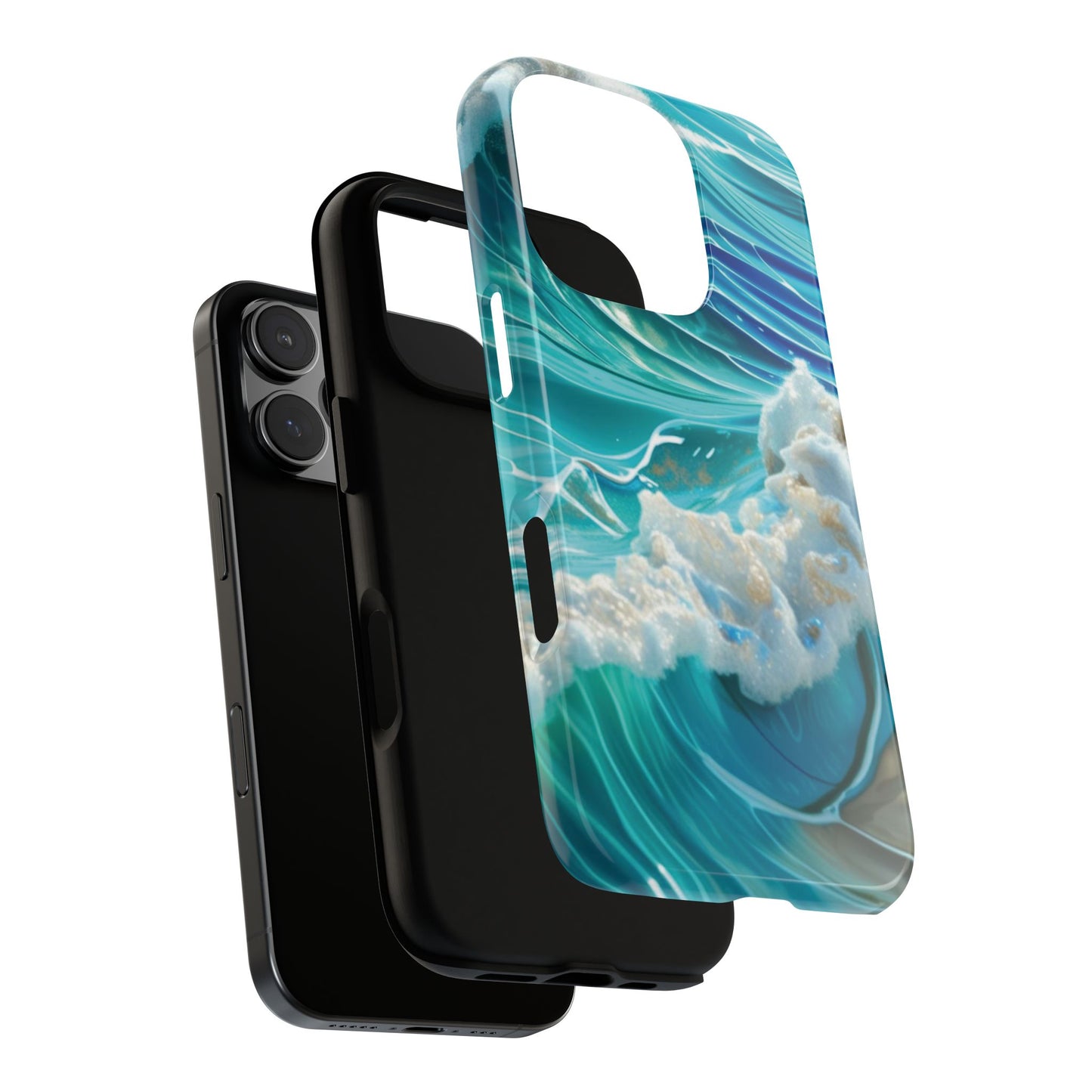 Rolling Waves in Blue and Turquoise with Iridescent Opal Phone Case