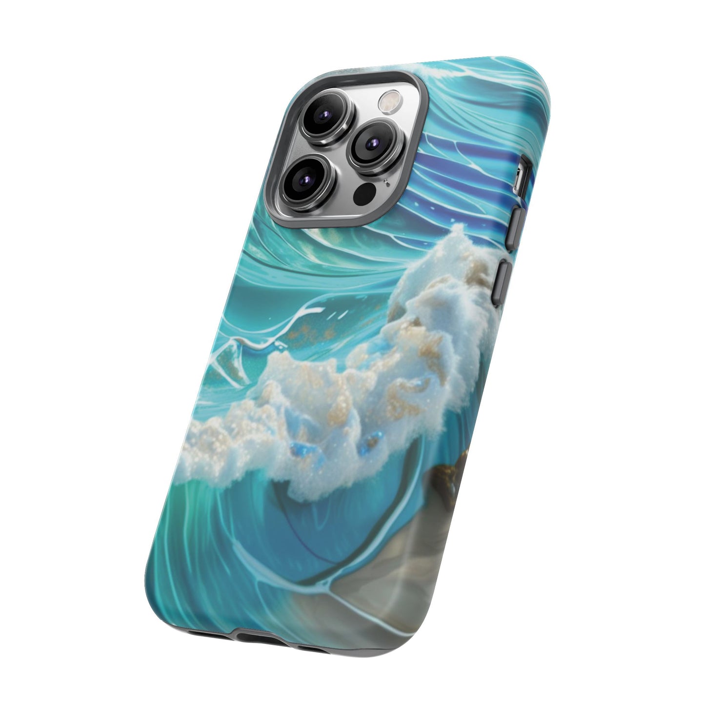 Rolling Waves in Blue and Turquoise with Iridescent Opal Phone Case