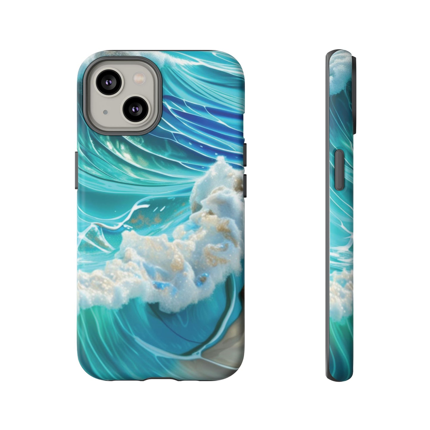 Rolling Waves in Blue and Turquoise with Iridescent Opal Phone Case