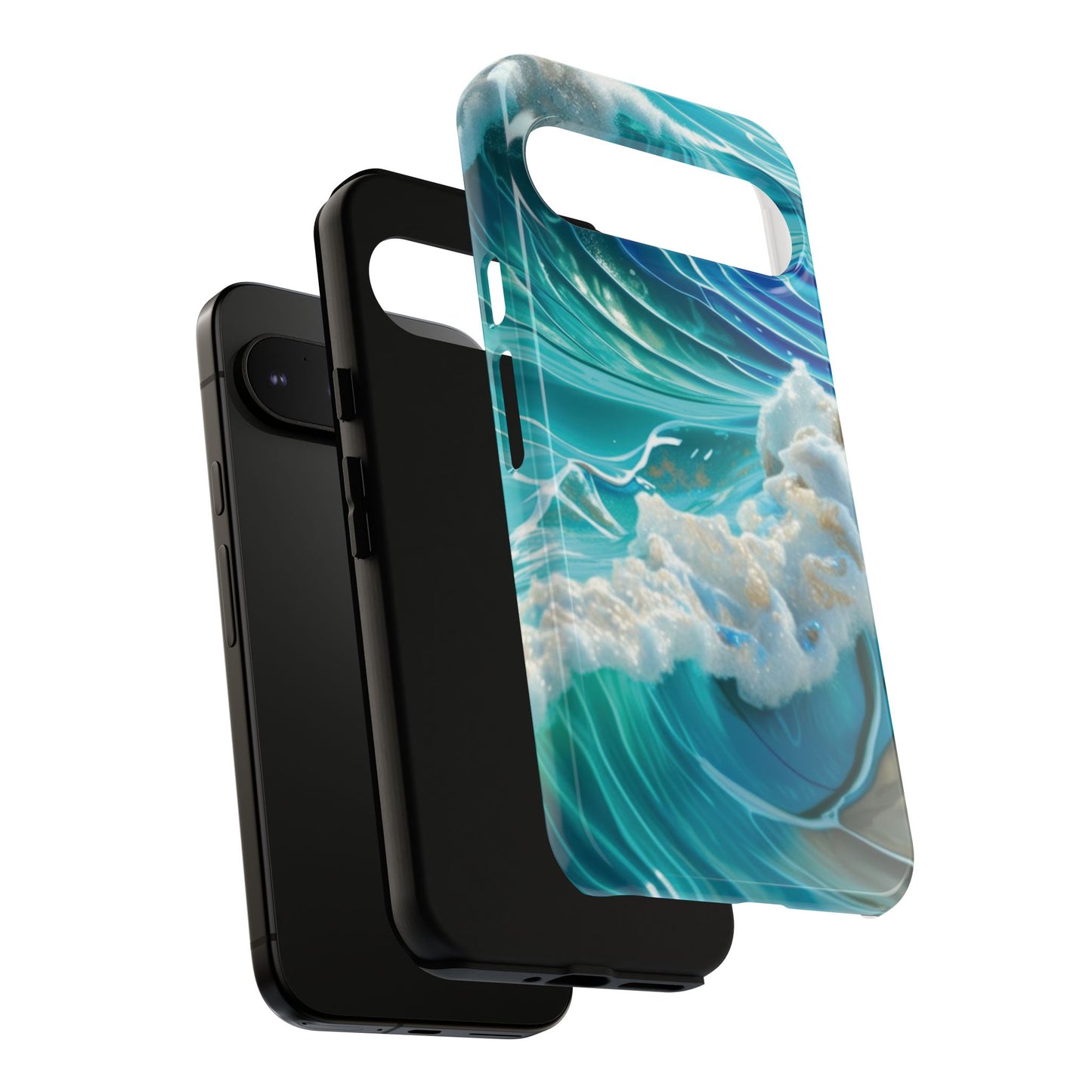 Rolling Waves in Blue and Turquoise with Iridescent Opal Phone Case