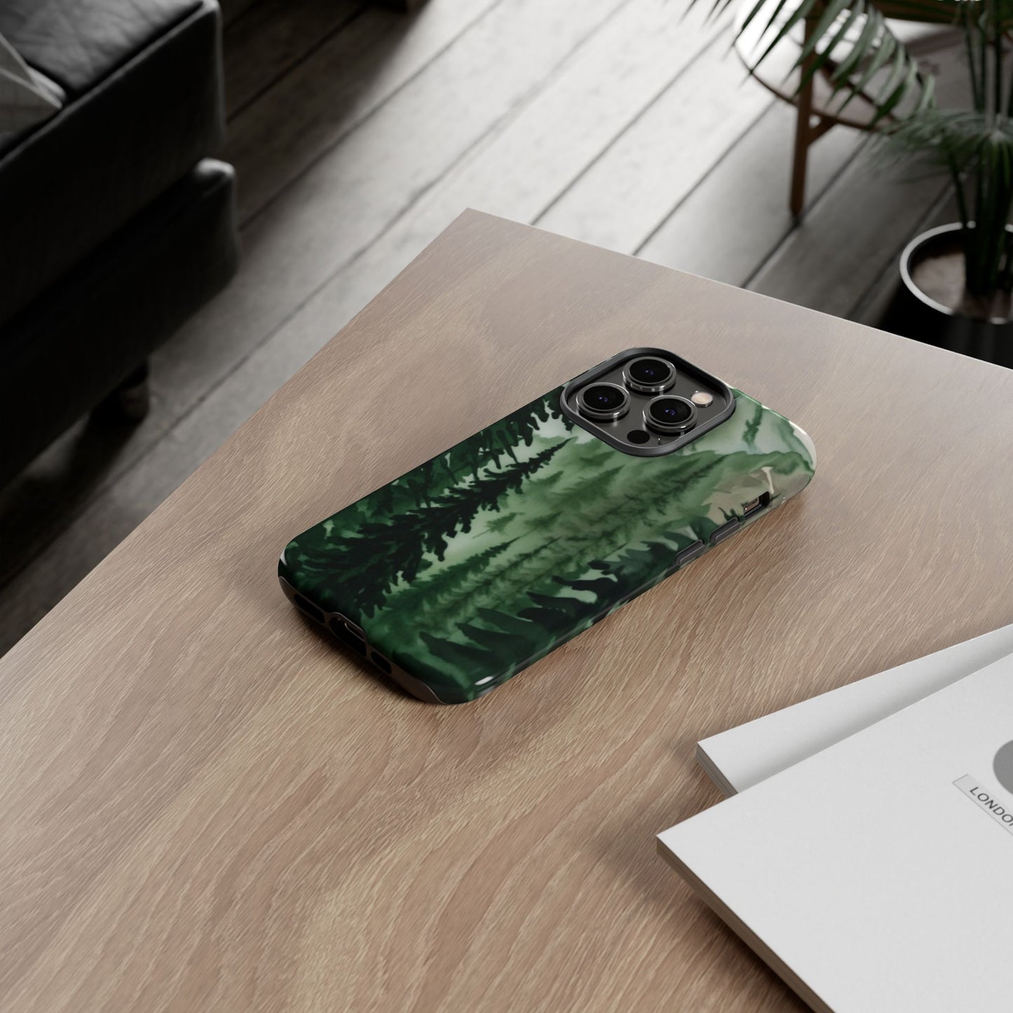 Watercolor Pine Tree Forest Mountains Phone Case