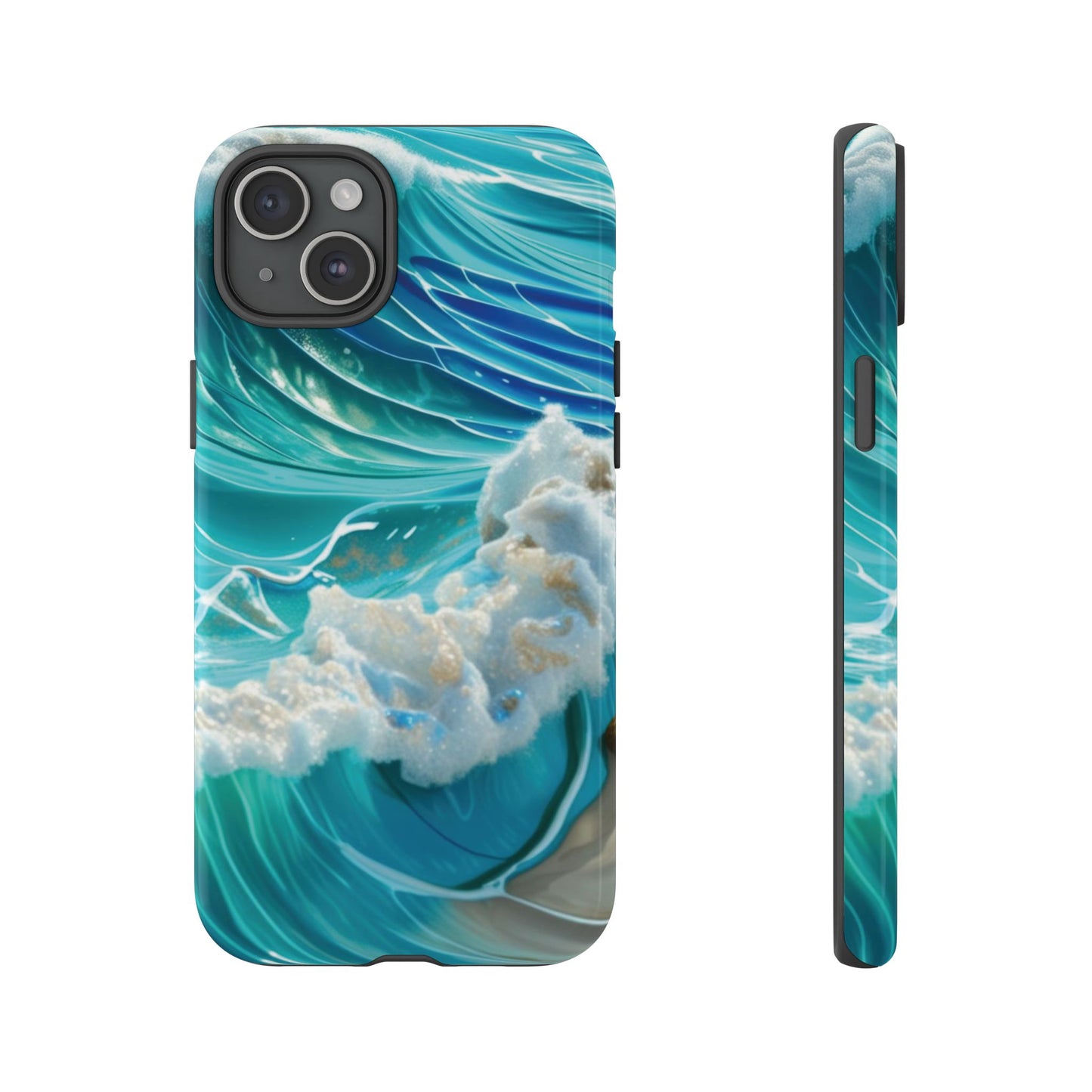 Rolling Waves in Blue and Turquoise with Iridescent Opal Phone Case