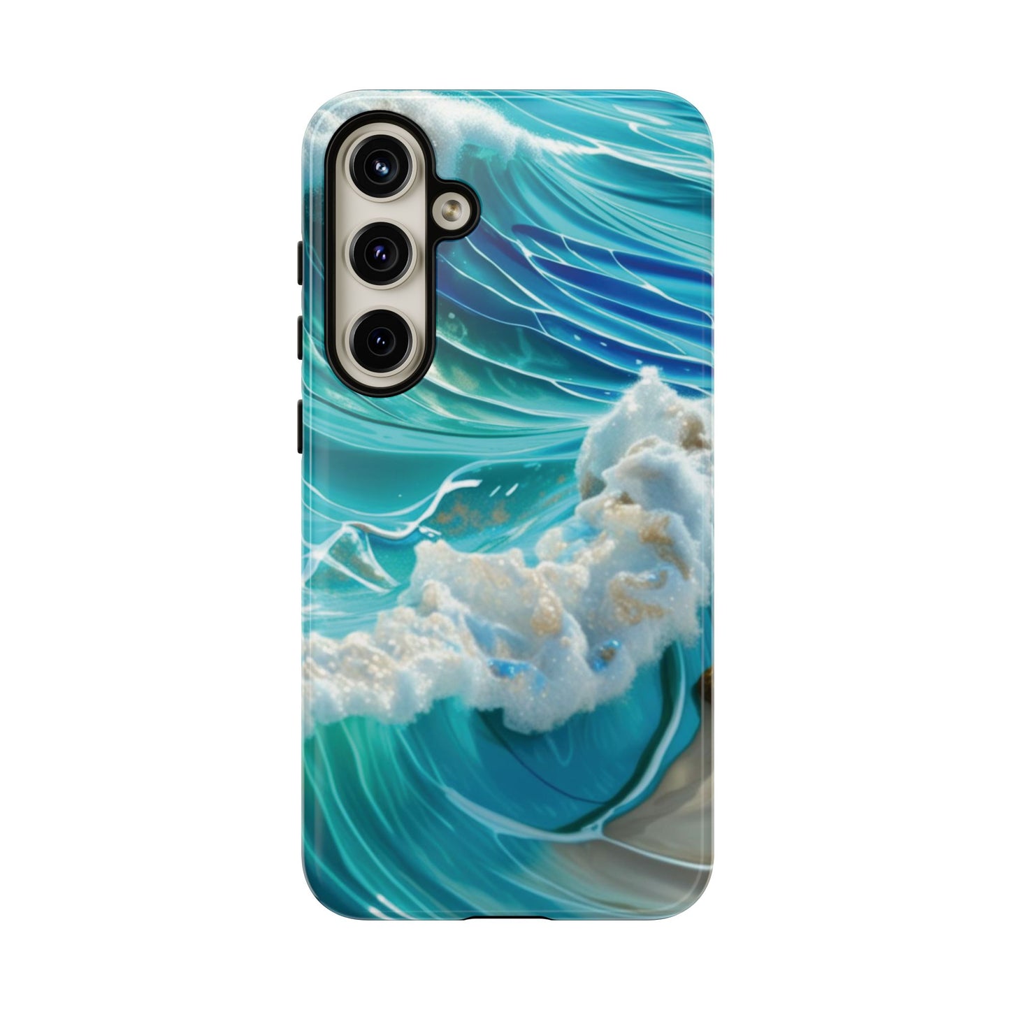 Rolling Waves in Blue and Turquoise with Iridescent Opal Phone Case