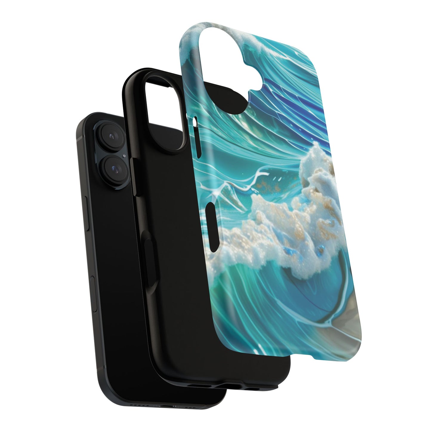 Rolling Waves in Blue and Turquoise with Iridescent Opal Phone Case