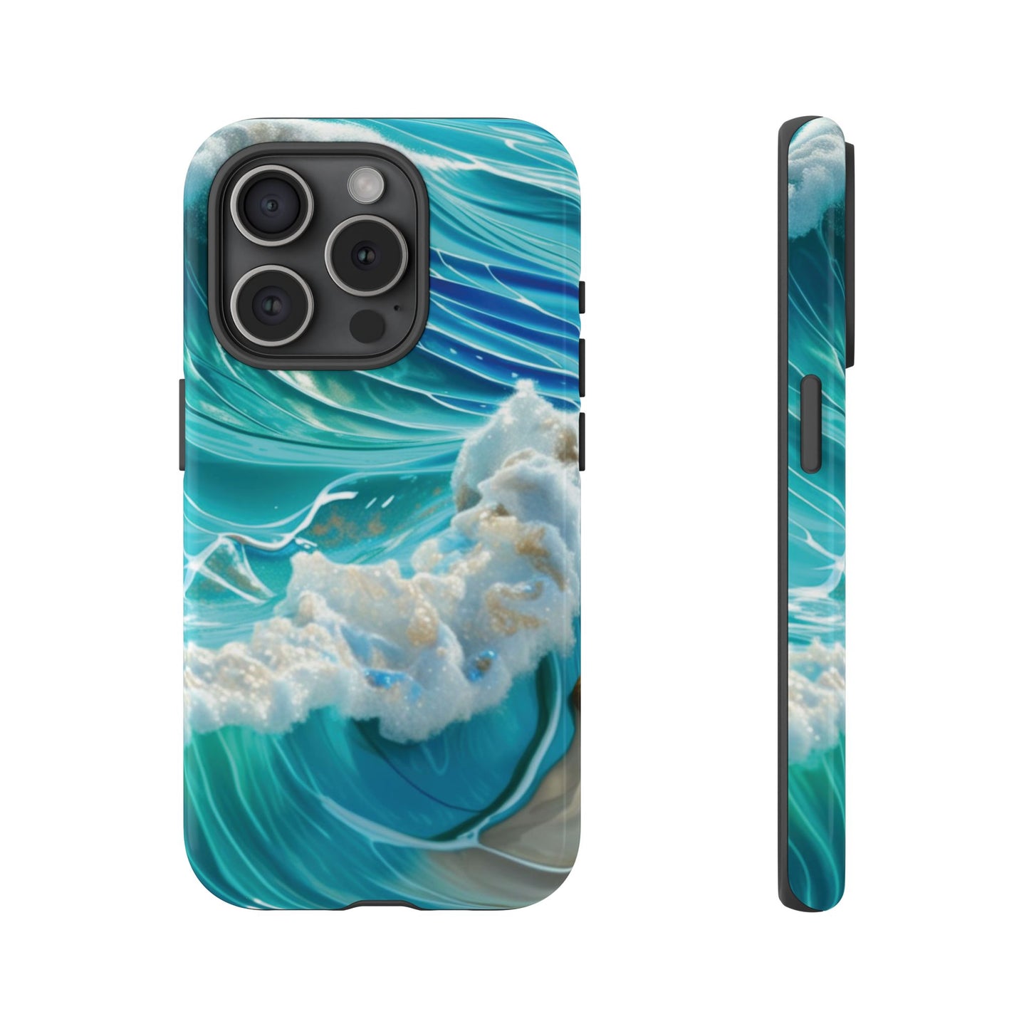 Rolling Waves in Blue and Turquoise with Iridescent Opal Phone Case