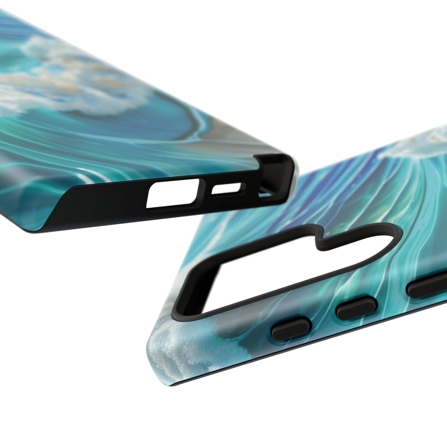 Rolling Waves in Blue and Turquoise with Iridescent Opal Phone Case