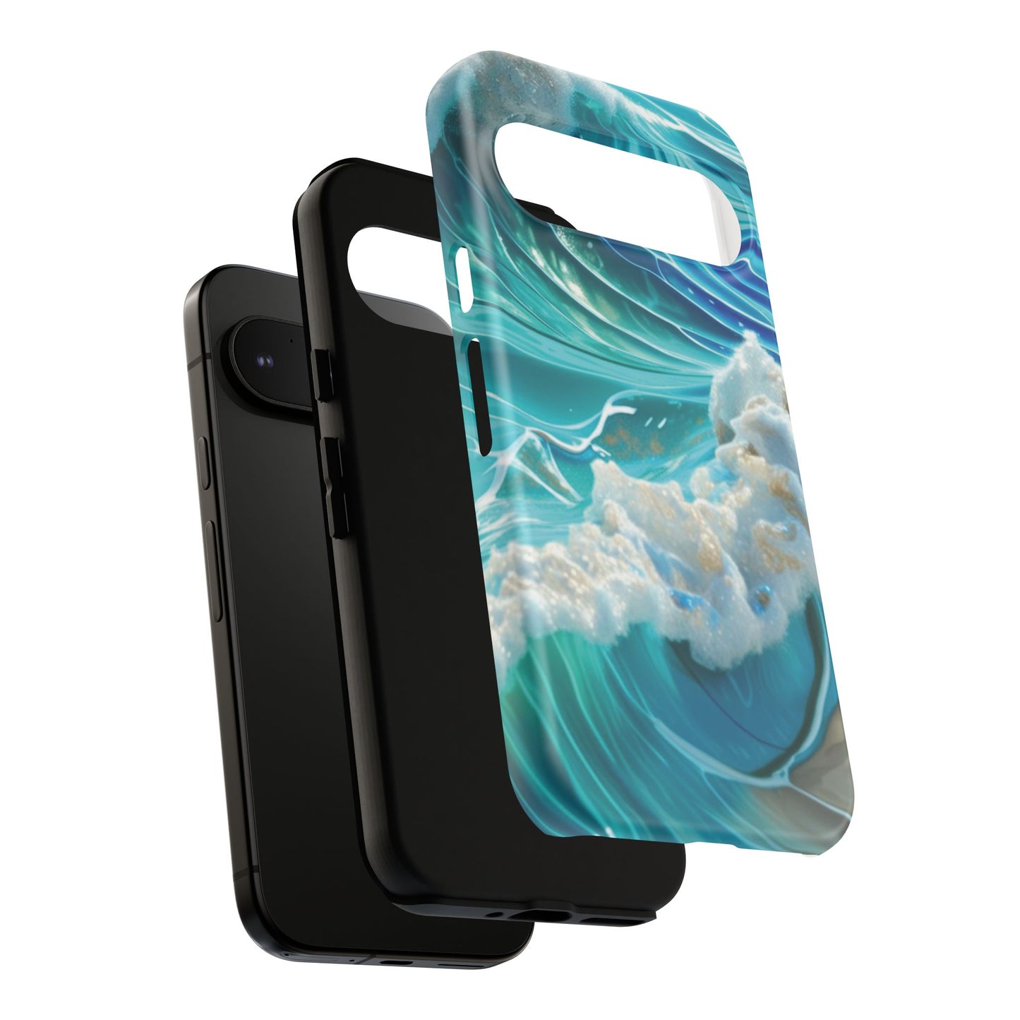 Rolling Waves in Blue and Turquoise with Iridescent Opal Phone Case