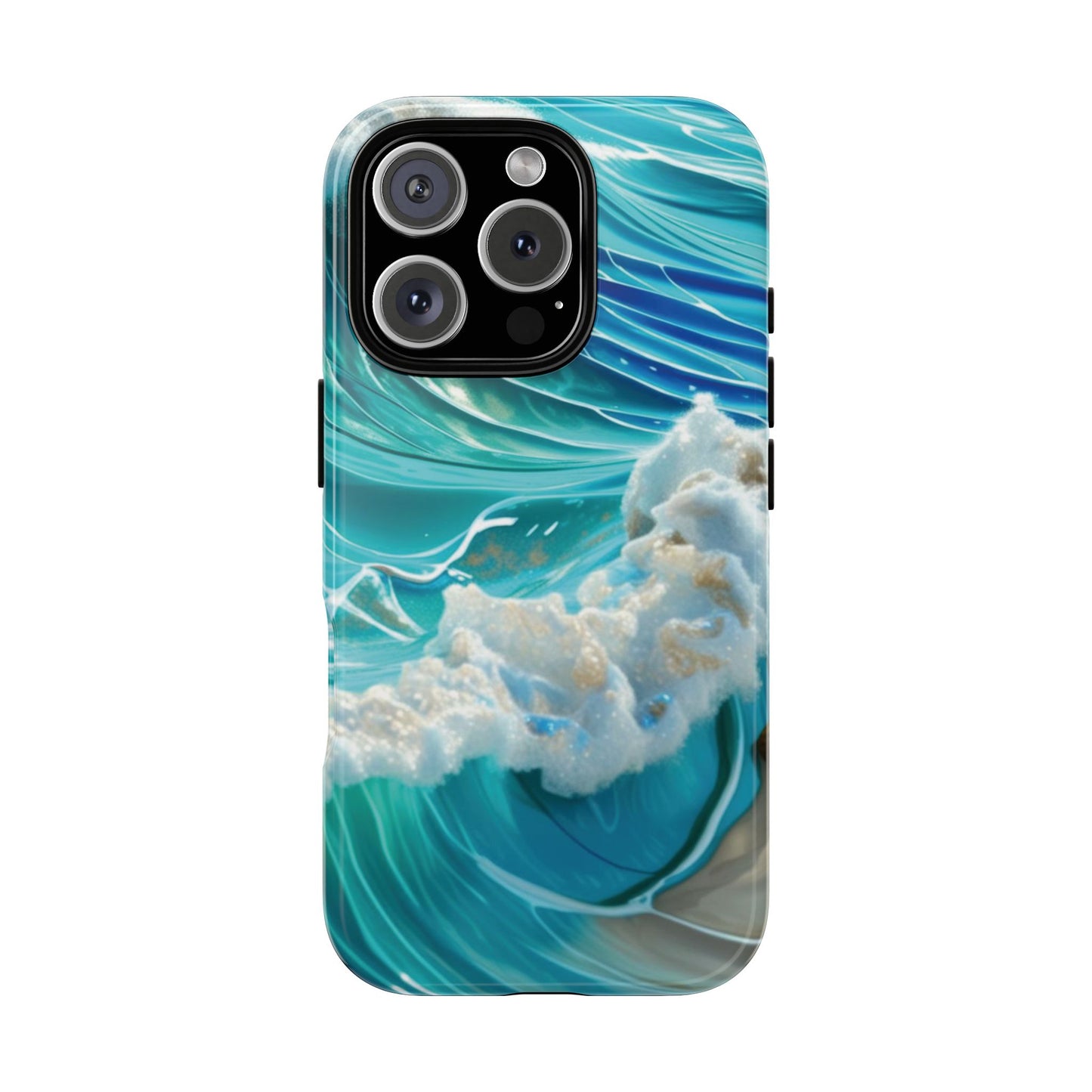 Rolling Waves in Blue and Turquoise with Iridescent Opal Phone Case