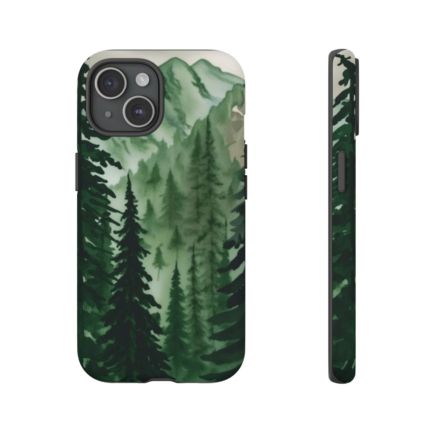 Watercolor Pine Tree Forest Mountains Phone Case