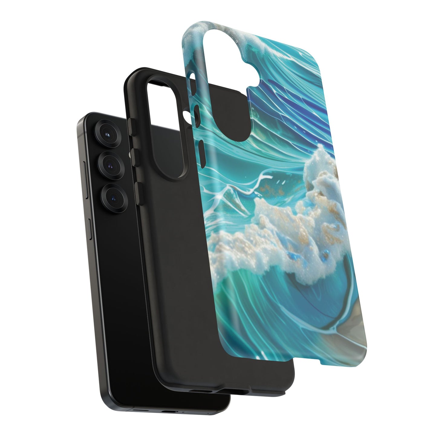 Rolling Waves in Blue and Turquoise with Iridescent Opal Phone Case